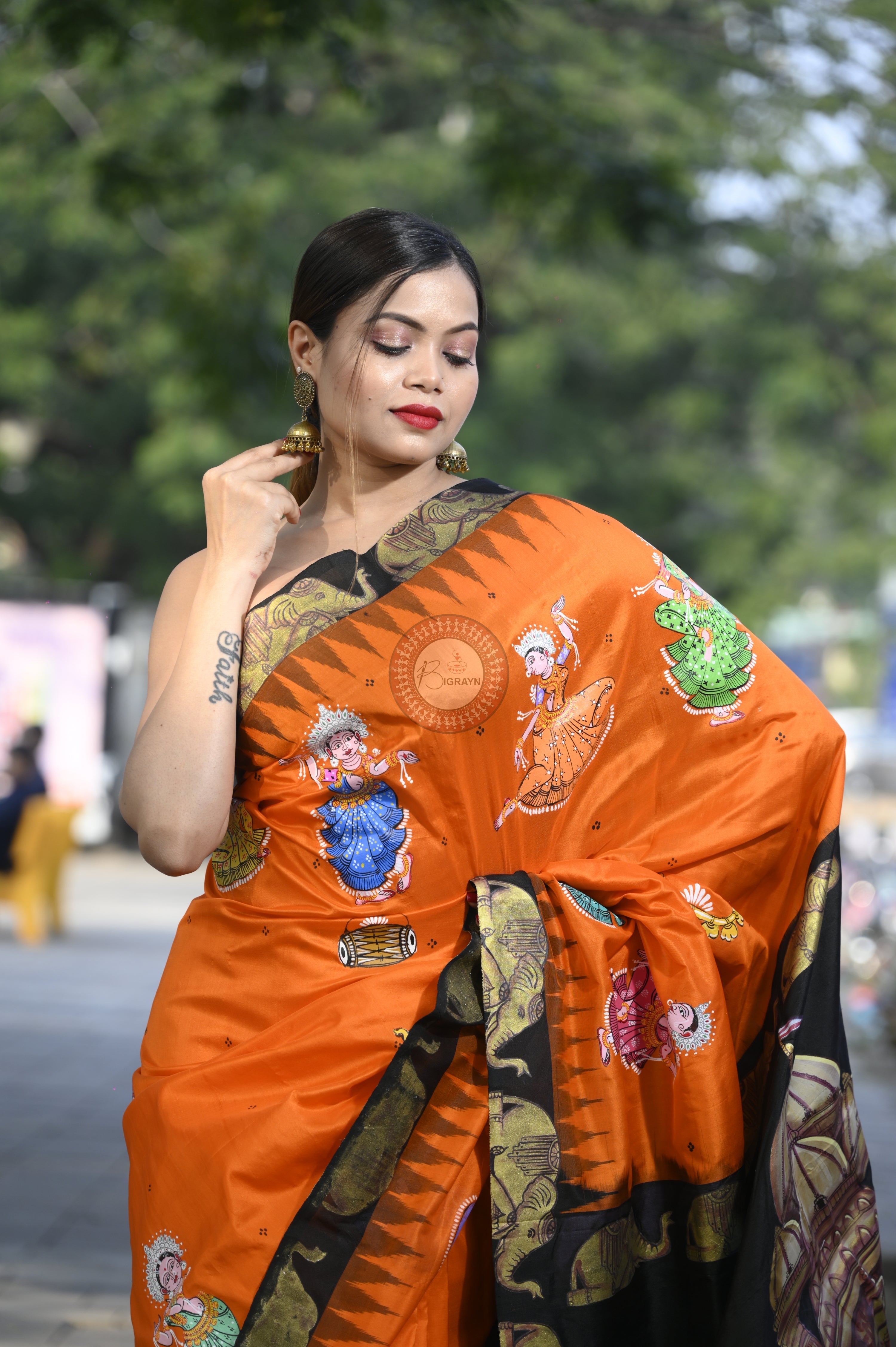BigRayn Pattachitra Silk Sarees