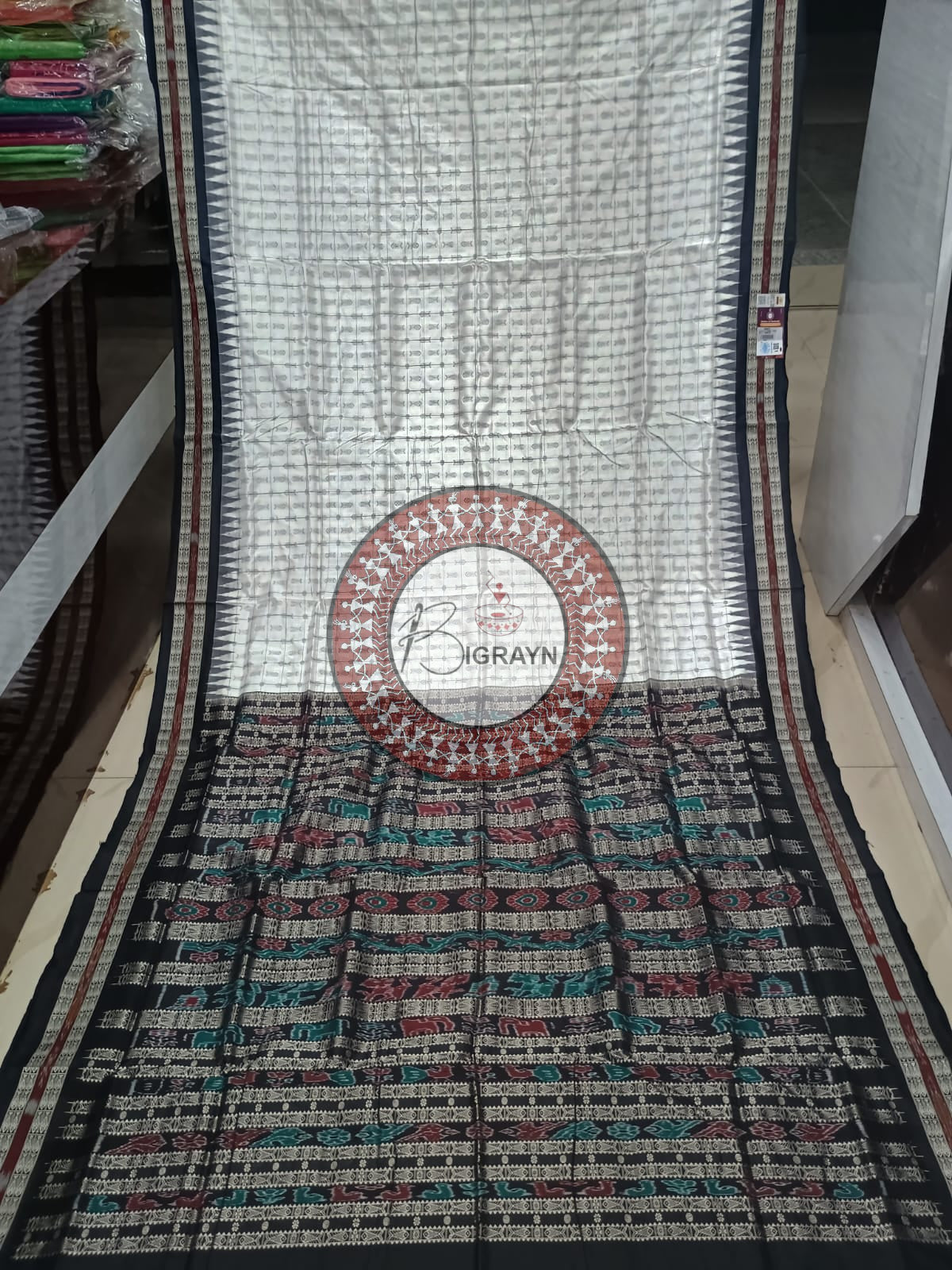 "Odisha Handloom Hazarbuti Bomkai Silk Saree with thousand buti motifs, intricate pallu design, and rich traditional craftsmanship"