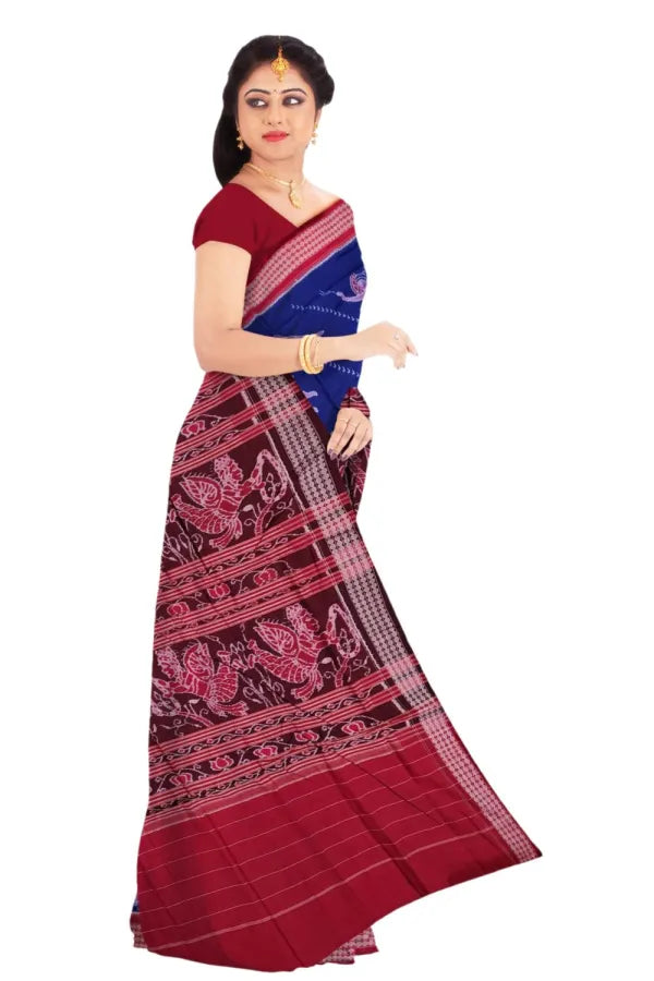 Blue Red Pari Sambalpuri Cotton