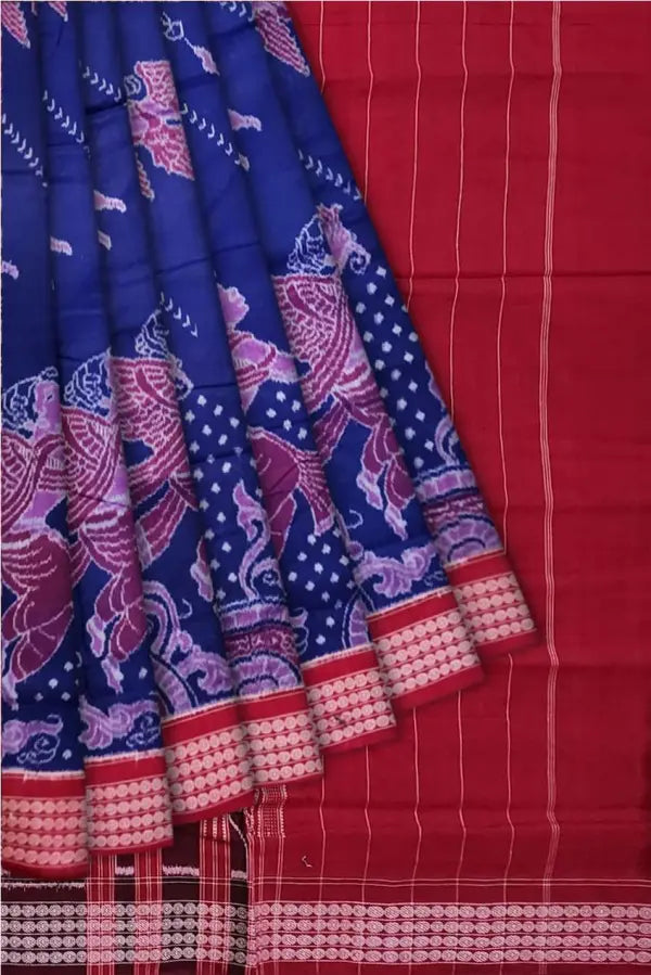 Blue Red Pari Sambalpuri Cotton