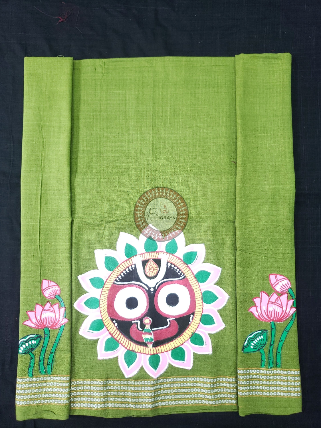 Mehndi Lord Jagannath Pattachitra Cotton Blouse Piece