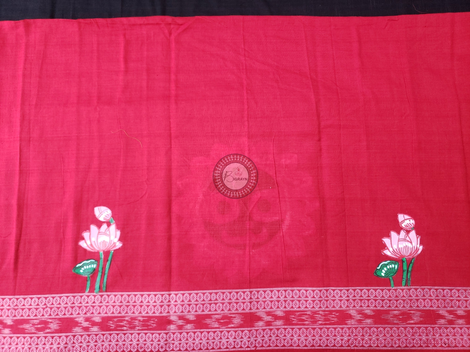 Red Lord Jagannath Pattachitra Cotton Blouse Piece