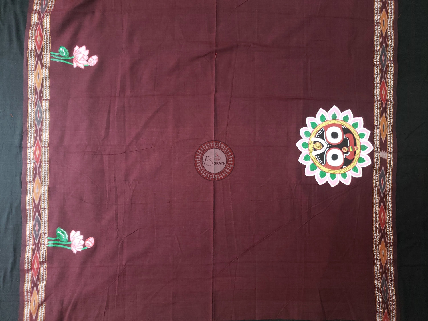 Coffee Lord Jagannath Pattachitra Cotton Blouse Piece