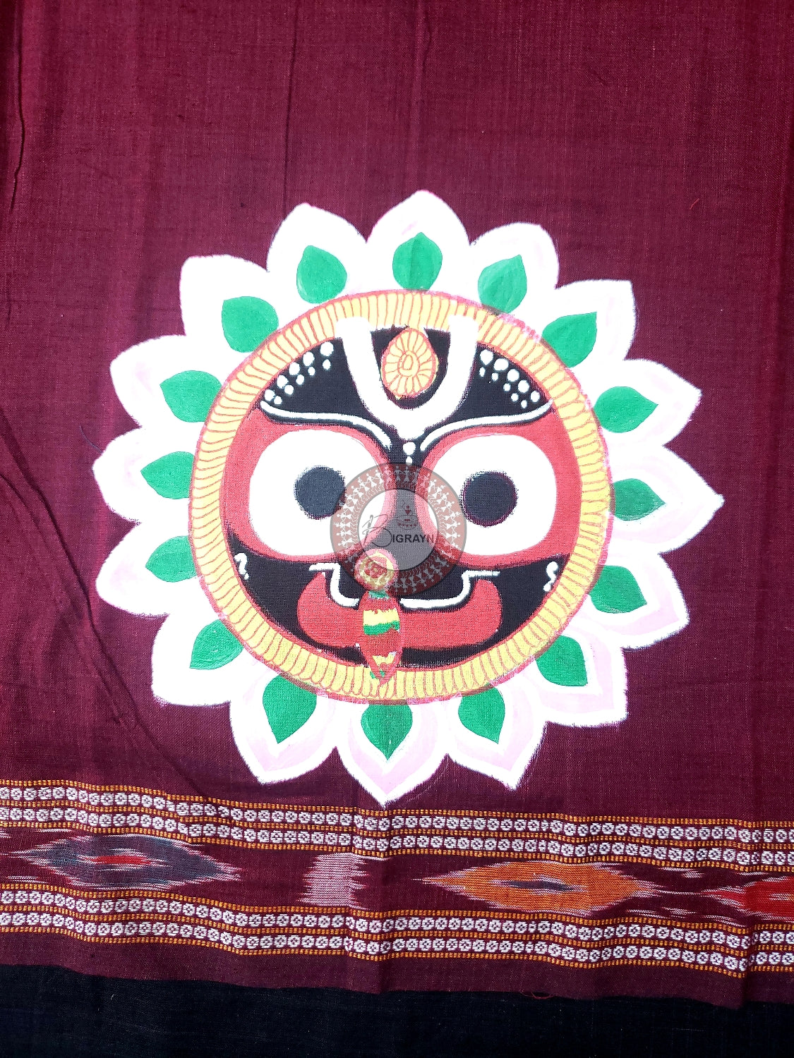 Coffee Lord Jagannath Pattachitra Cotton Blouse Piece