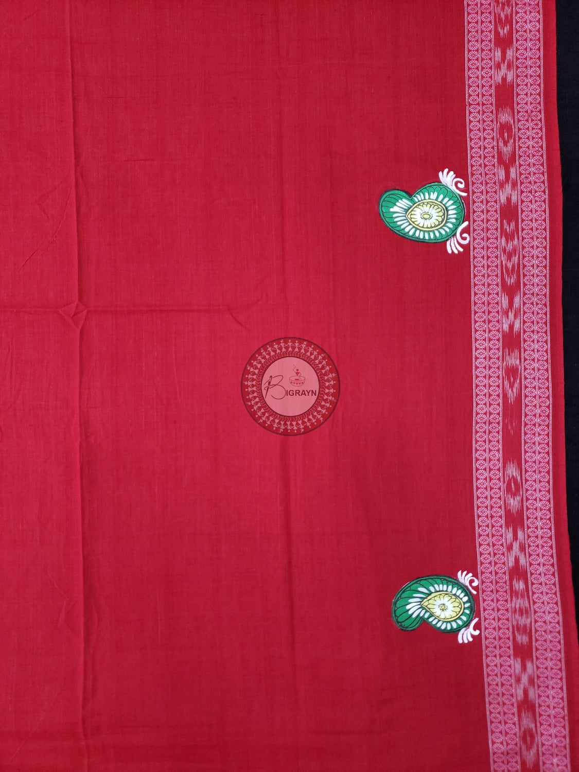 Red Marriage Theme Pattachitra Cotton Blouse Piece