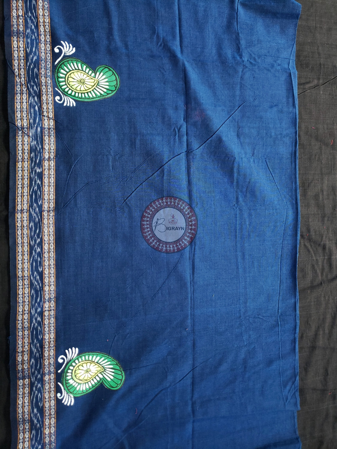 Blue Marriage Theme Pattachitra Cotton Blouse Piece