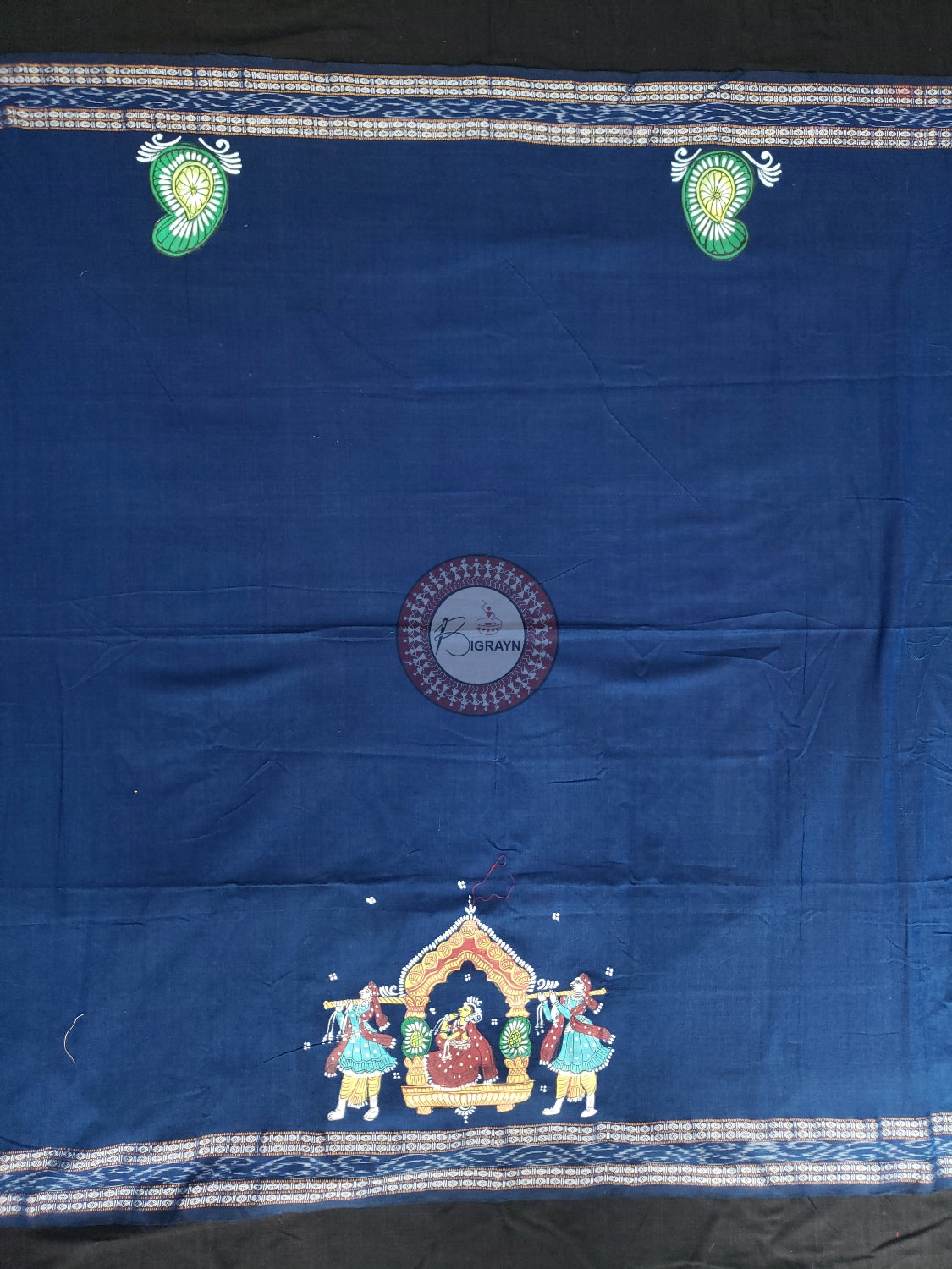 Blue Marriage Theme Pattachitra Cotton Blouse Piece