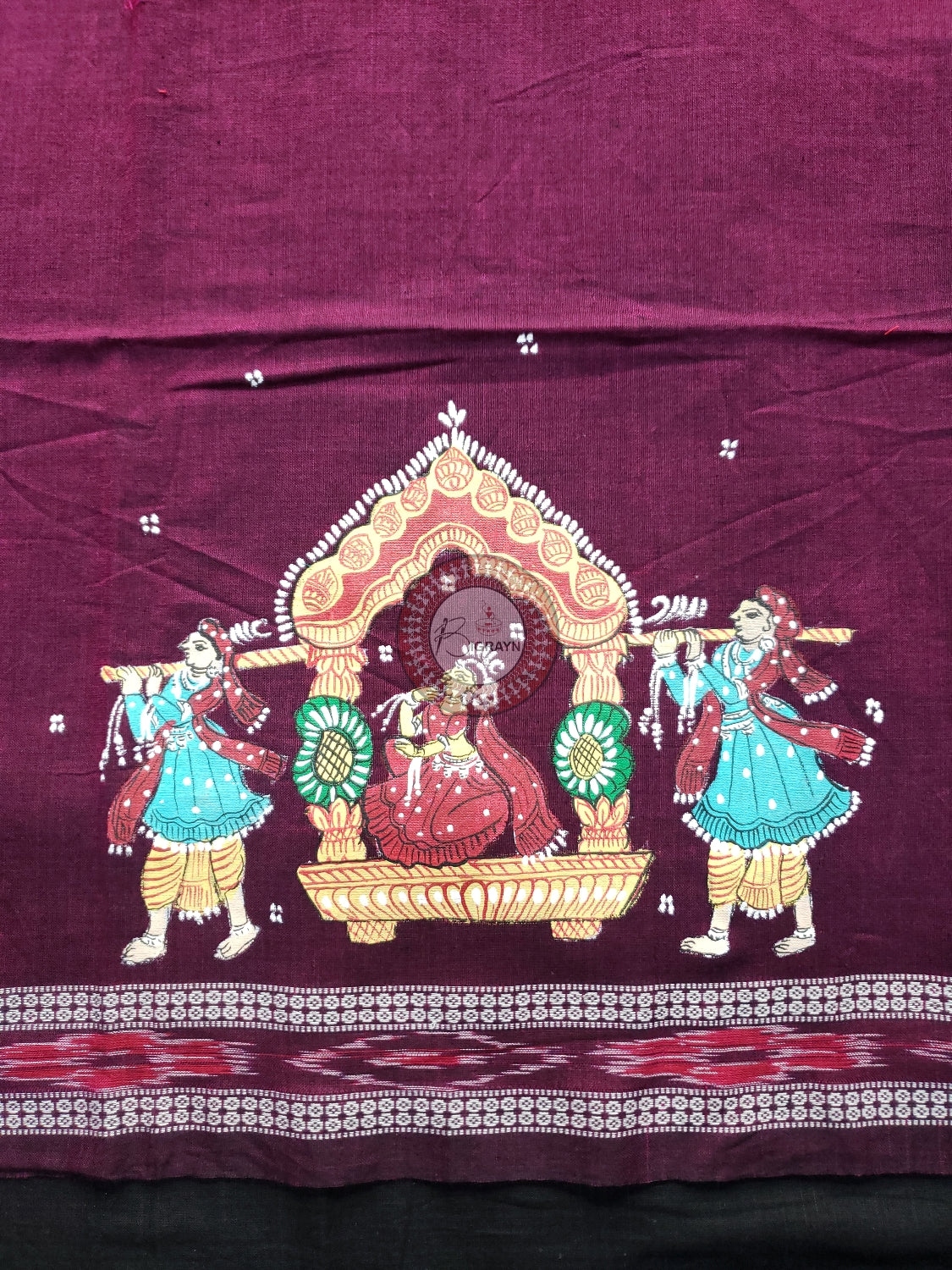 Purple Marriage Theme Pattachitra Cotton Blouse Piece