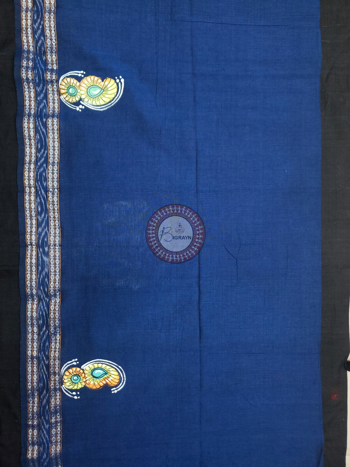 Blue Maa Durga Theme Pattachitra Cotton Blouse Piece