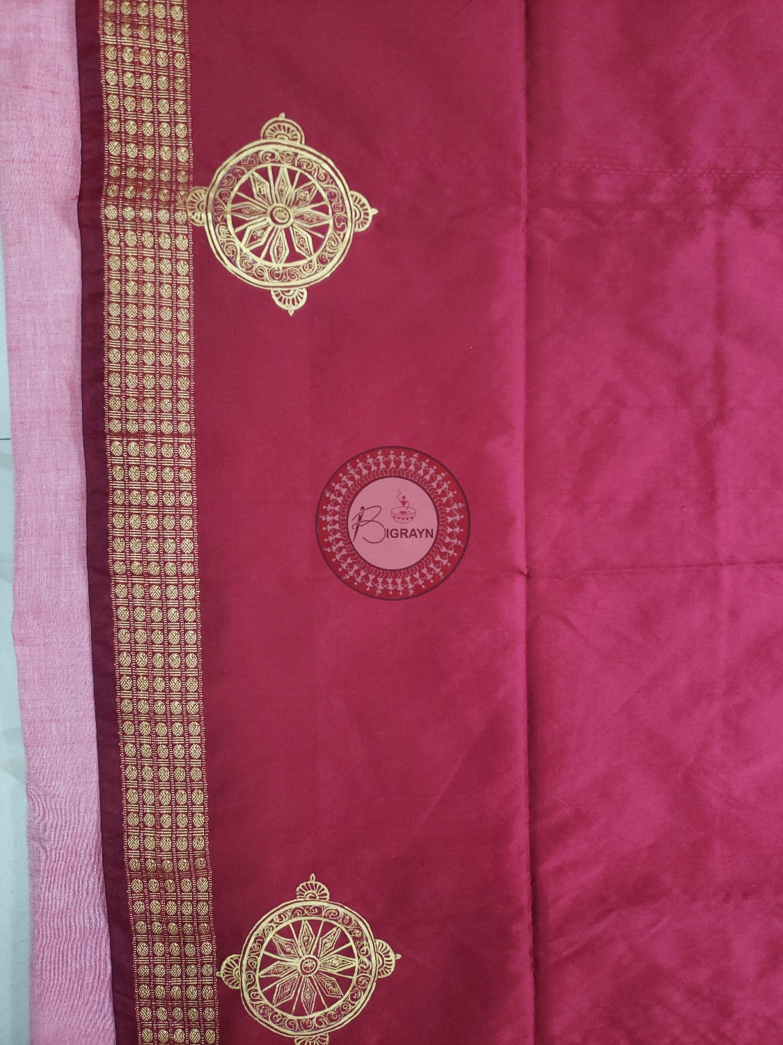 Maroon Half Konark And Nartaki Theme Pattachitra Silk Blouse Piece