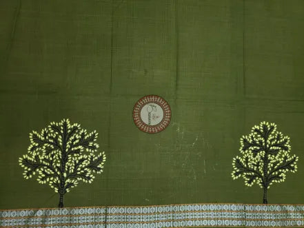 Mehendi Radha Krishna Theme Pattachitra Cotton Blouse Piece