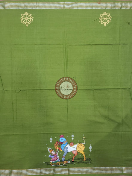 Mehndi Nabagunjara Pattachitra Cotton Blouse Piece