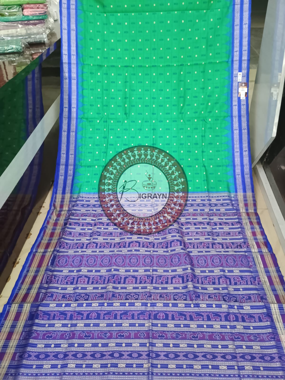 "Odisha Handloom Hazarbuti Bomkai Silk Saree with thousand buti motifs, intricate pallu design, and rich traditional craftsmanship"