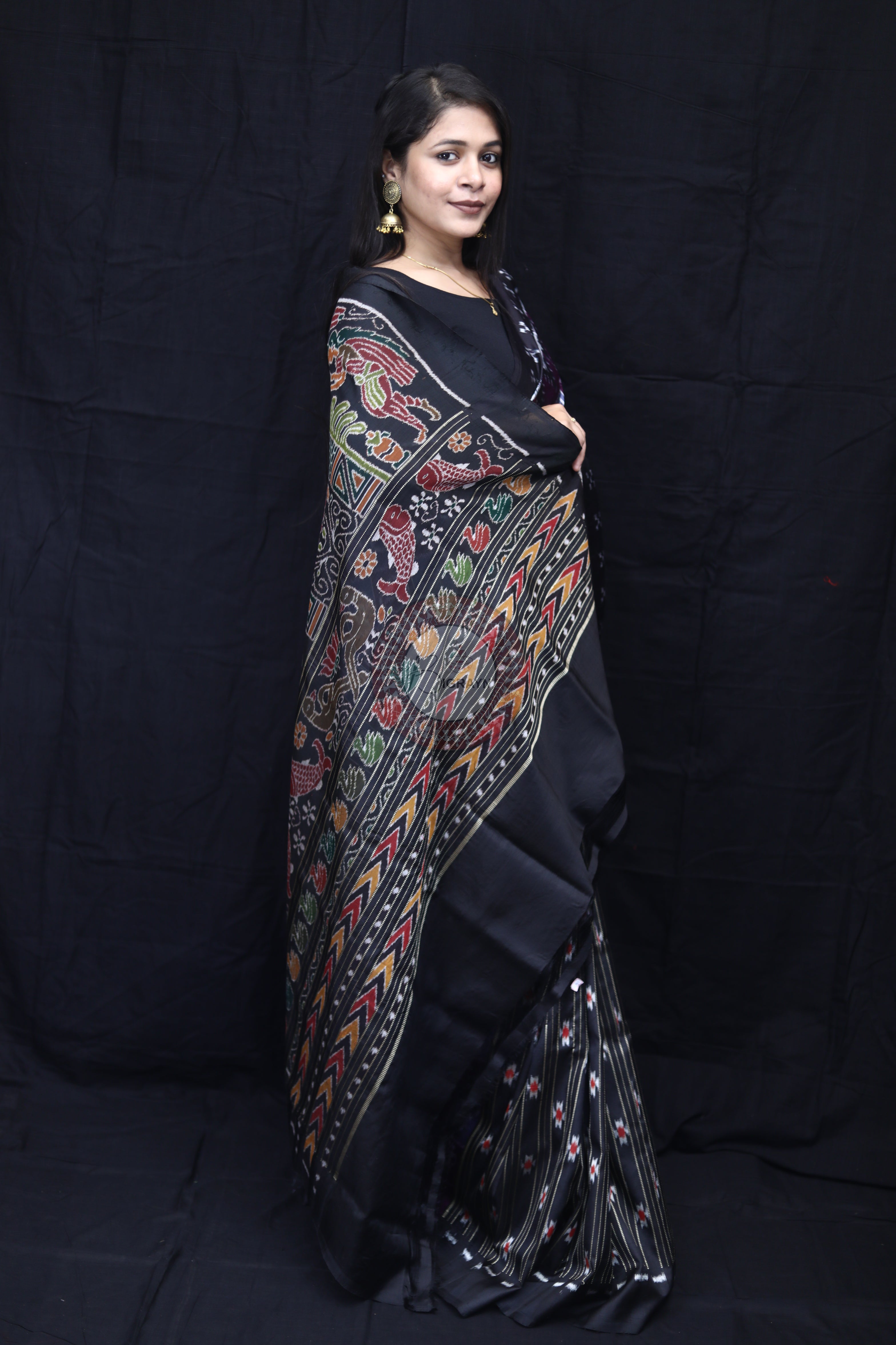 Grey Purple Partly Alphabet Mulberry Silk Saree