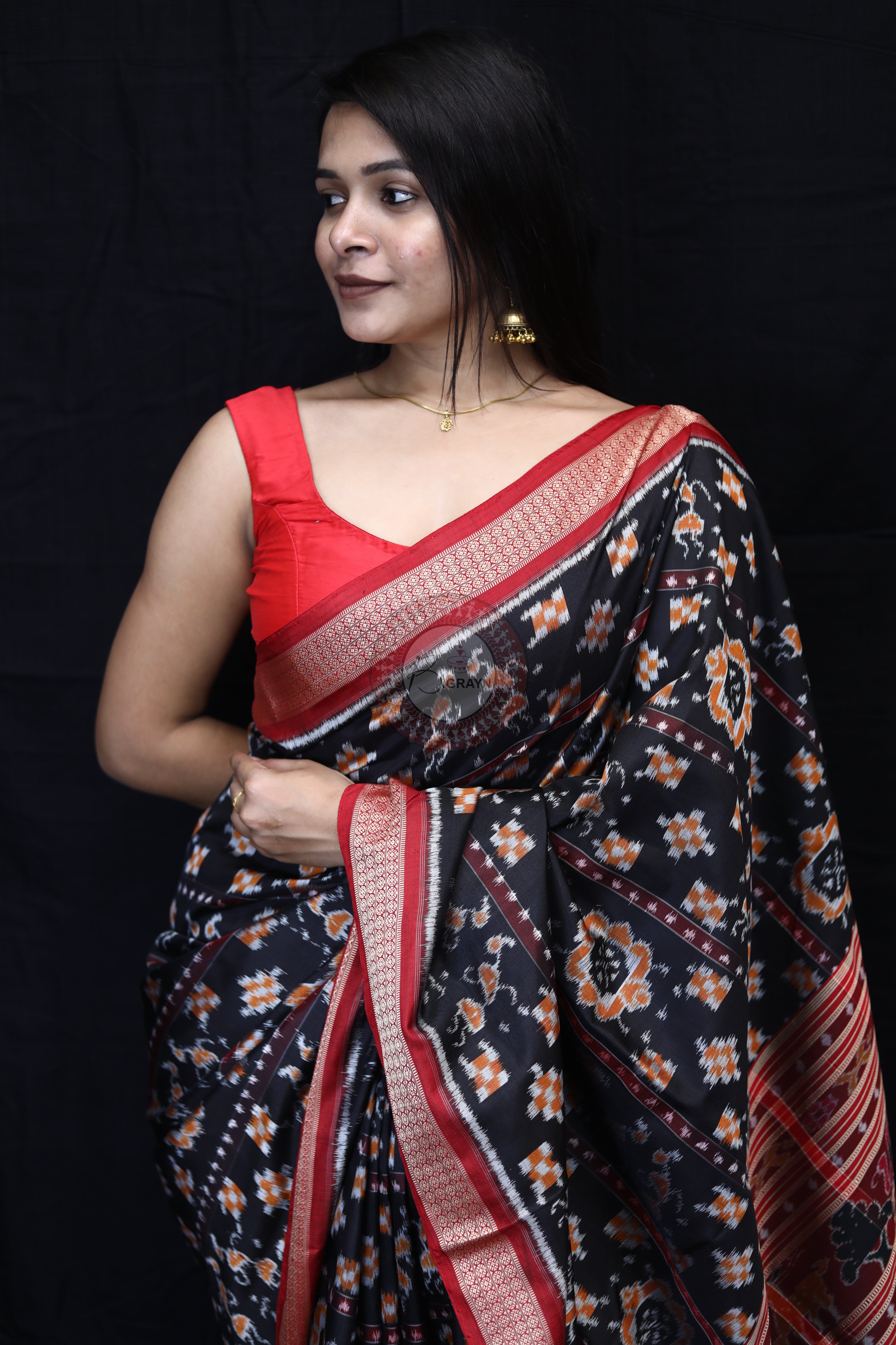 Black Maroon Tribals Flower Pasapali Mulberry Silk Saree