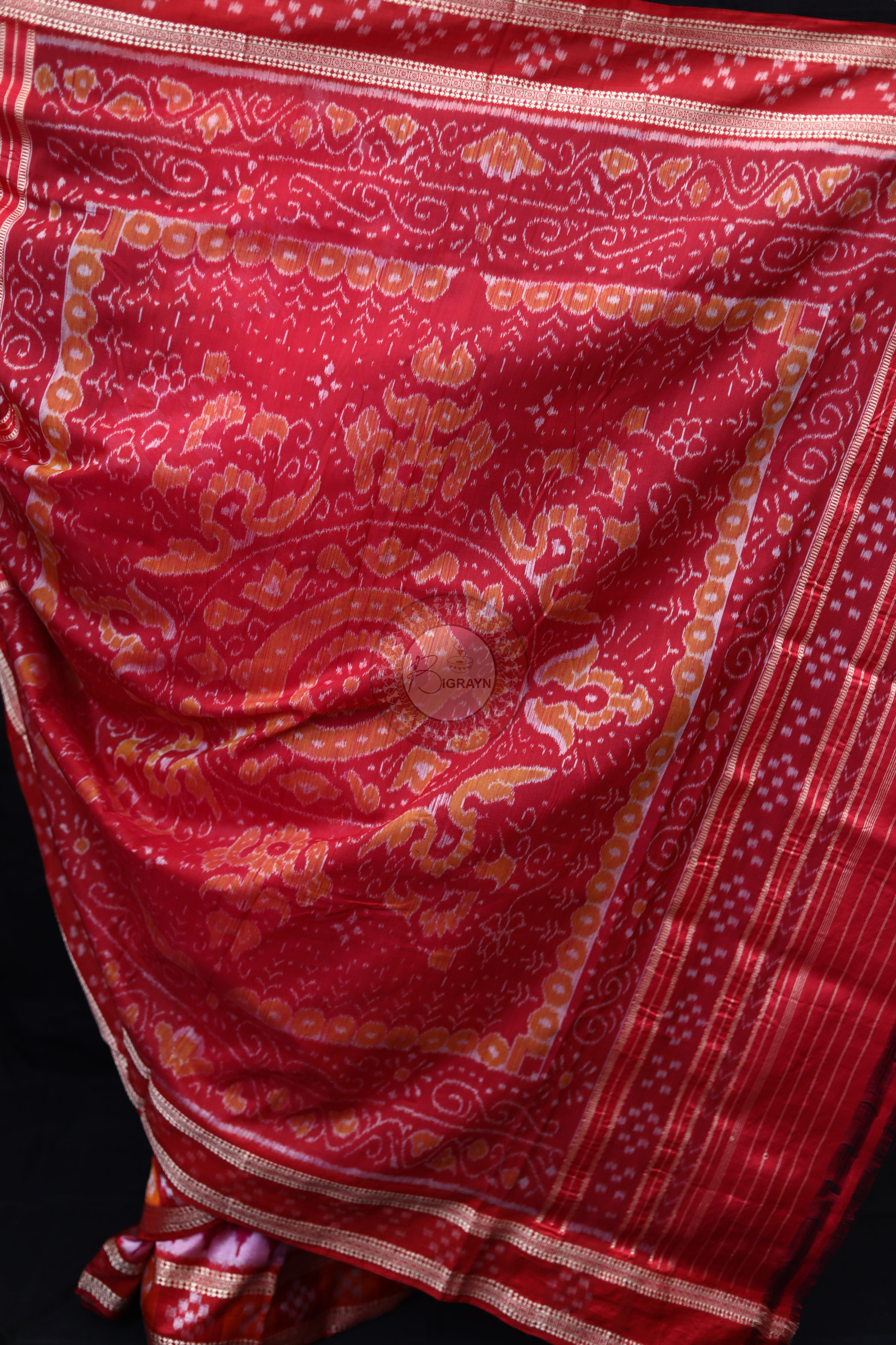 Magenta Red Diagonal White Squares Mulberry Silk Saree