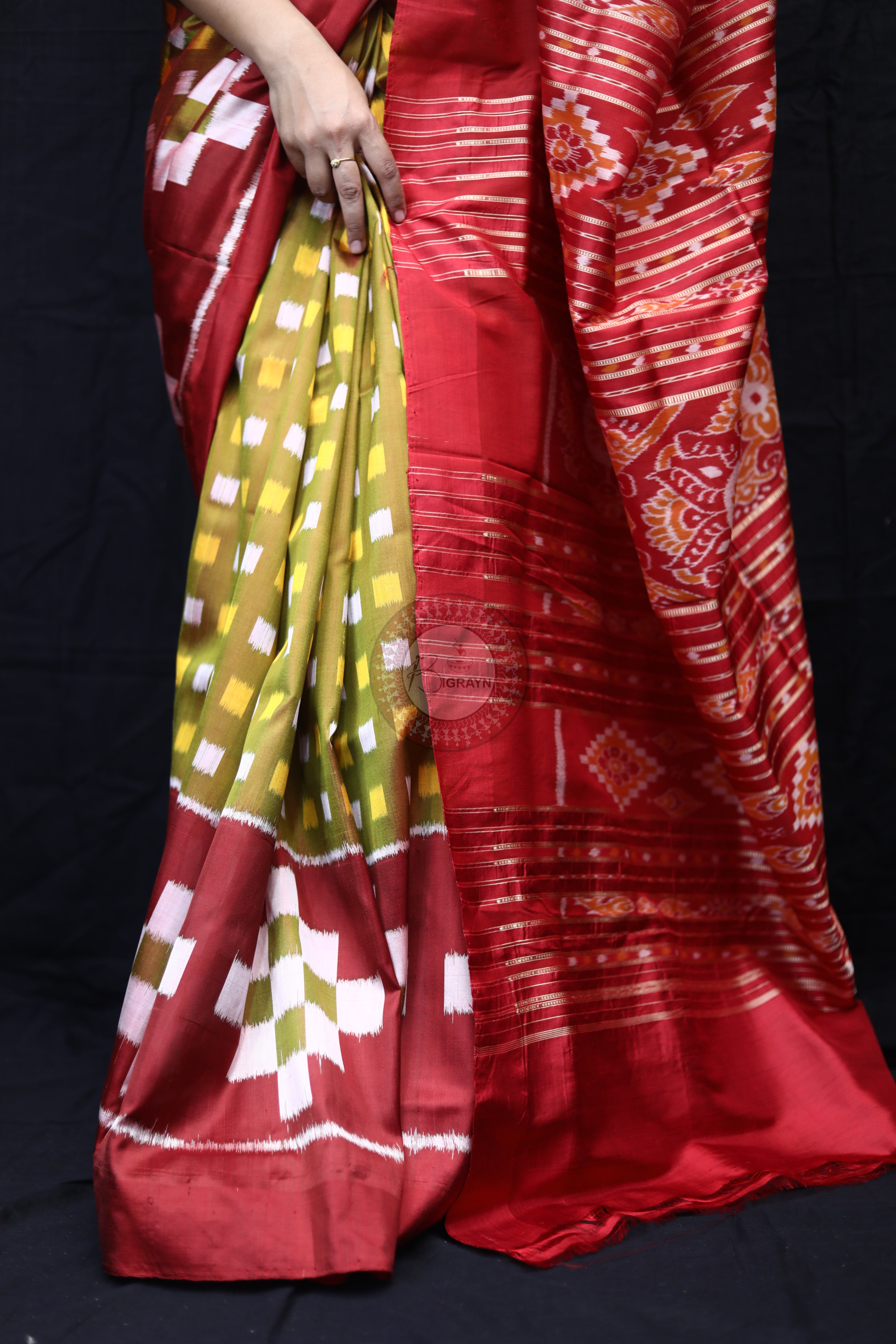 Mehndi Maroon Scott Pasapali Mulberry Silk Saree