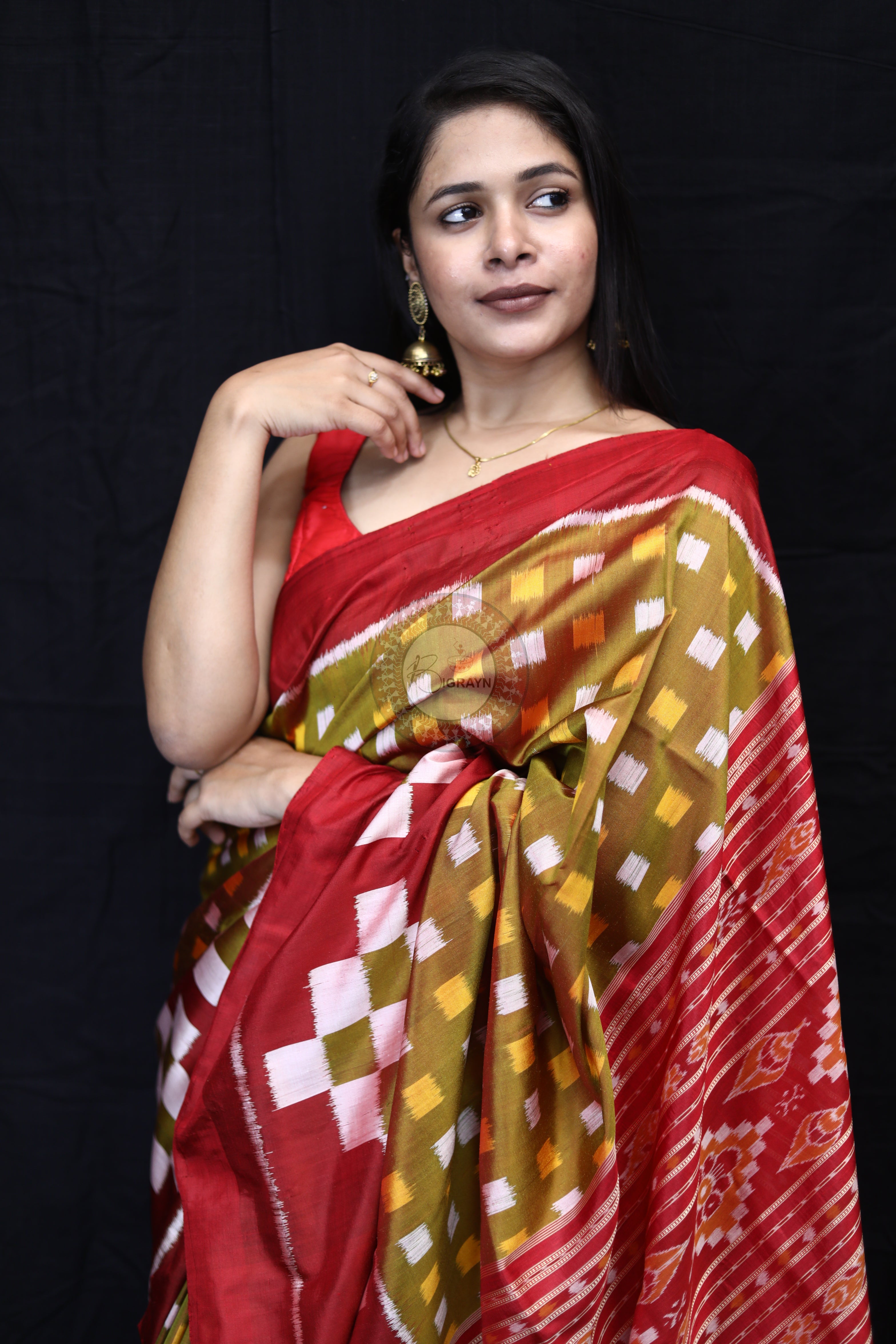 Mehndi Maroon Scott Pasapali Mulberry Silk Saree