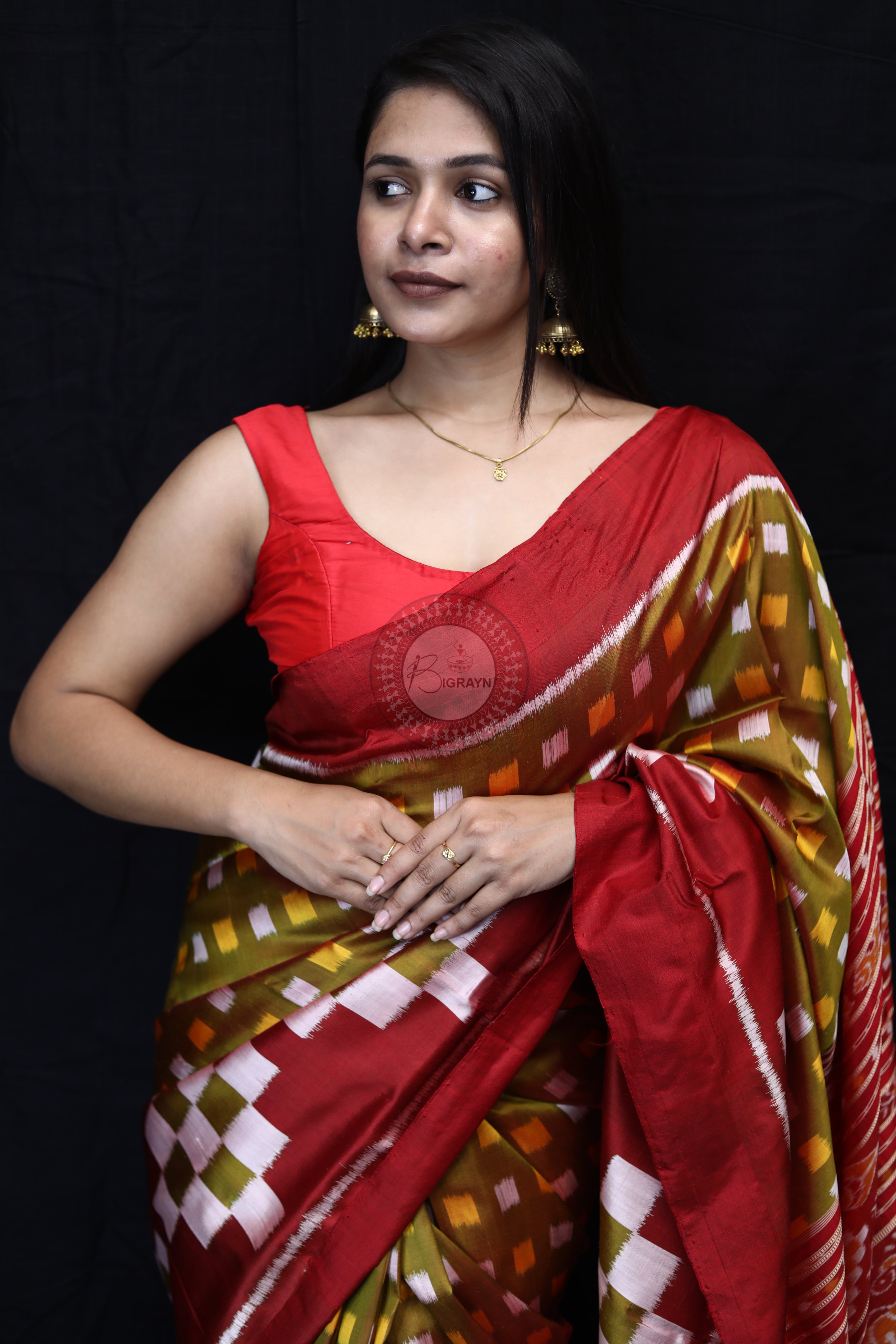 Mehndi Maroon Scott Pasapali Mulberry Silk Saree
