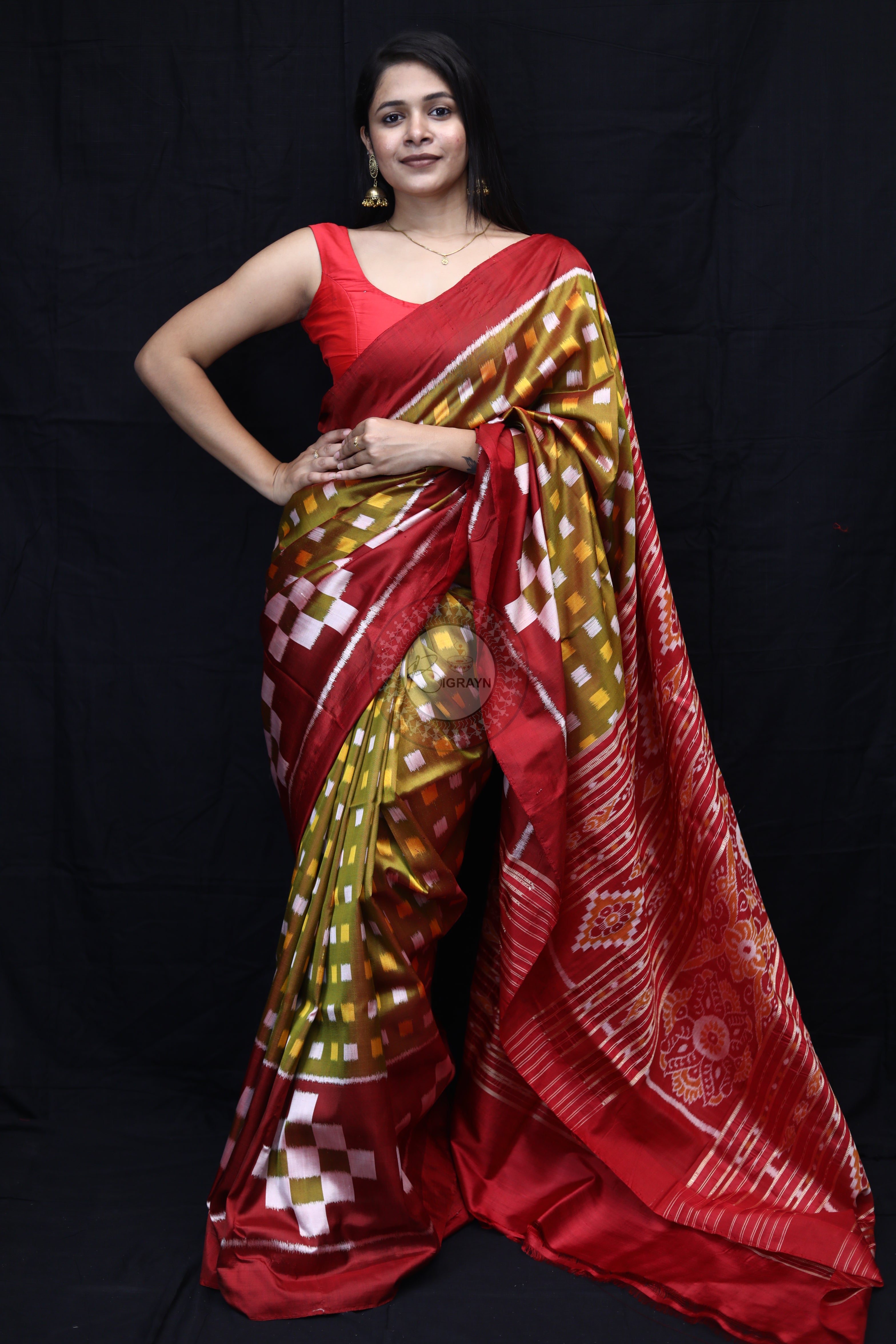 Mehndi Maroon Scott Pasapali Mulberry Silk Saree