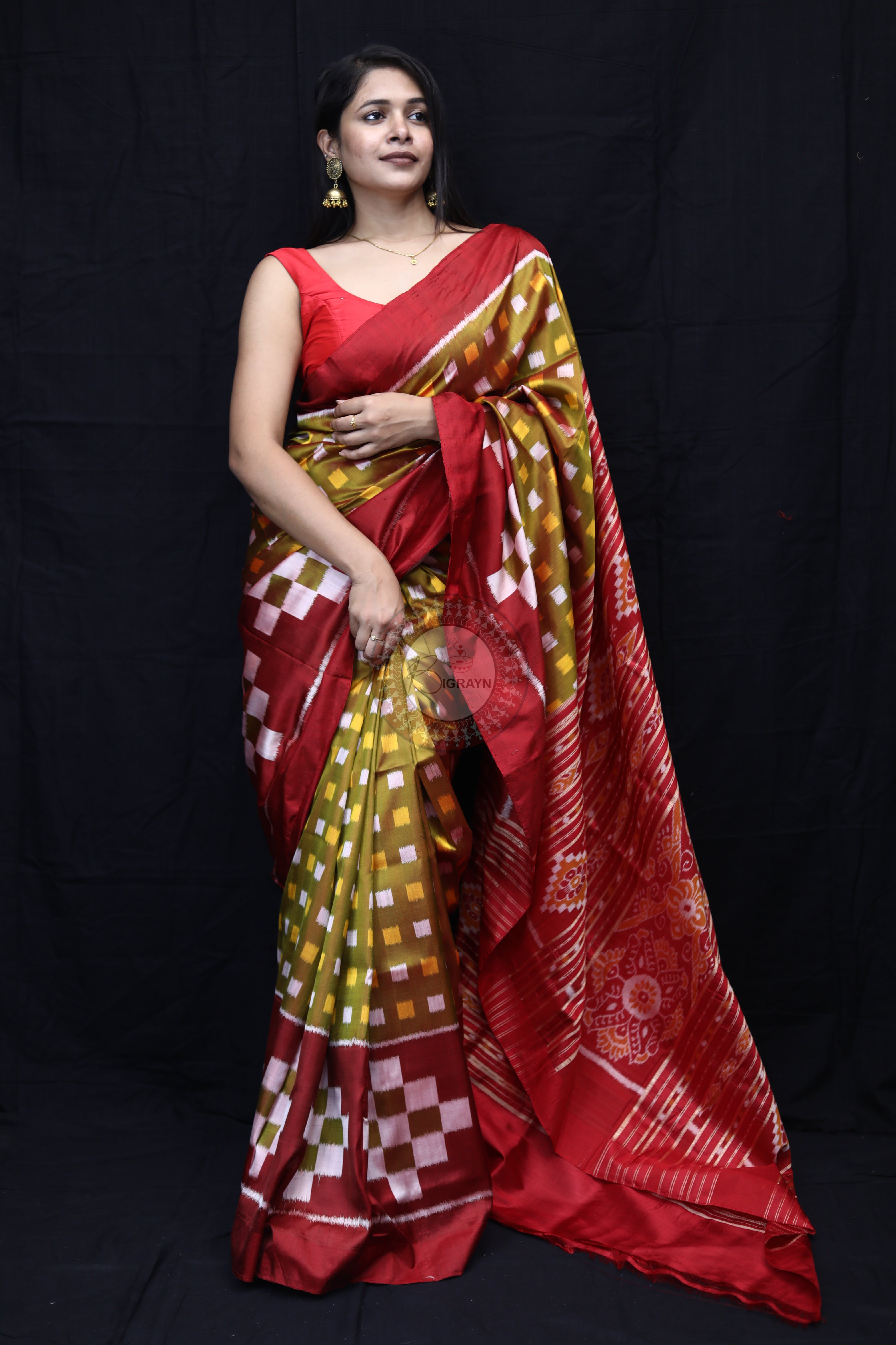 Mehndi Maroon Scott Pasapali Mulberry Silk Saree