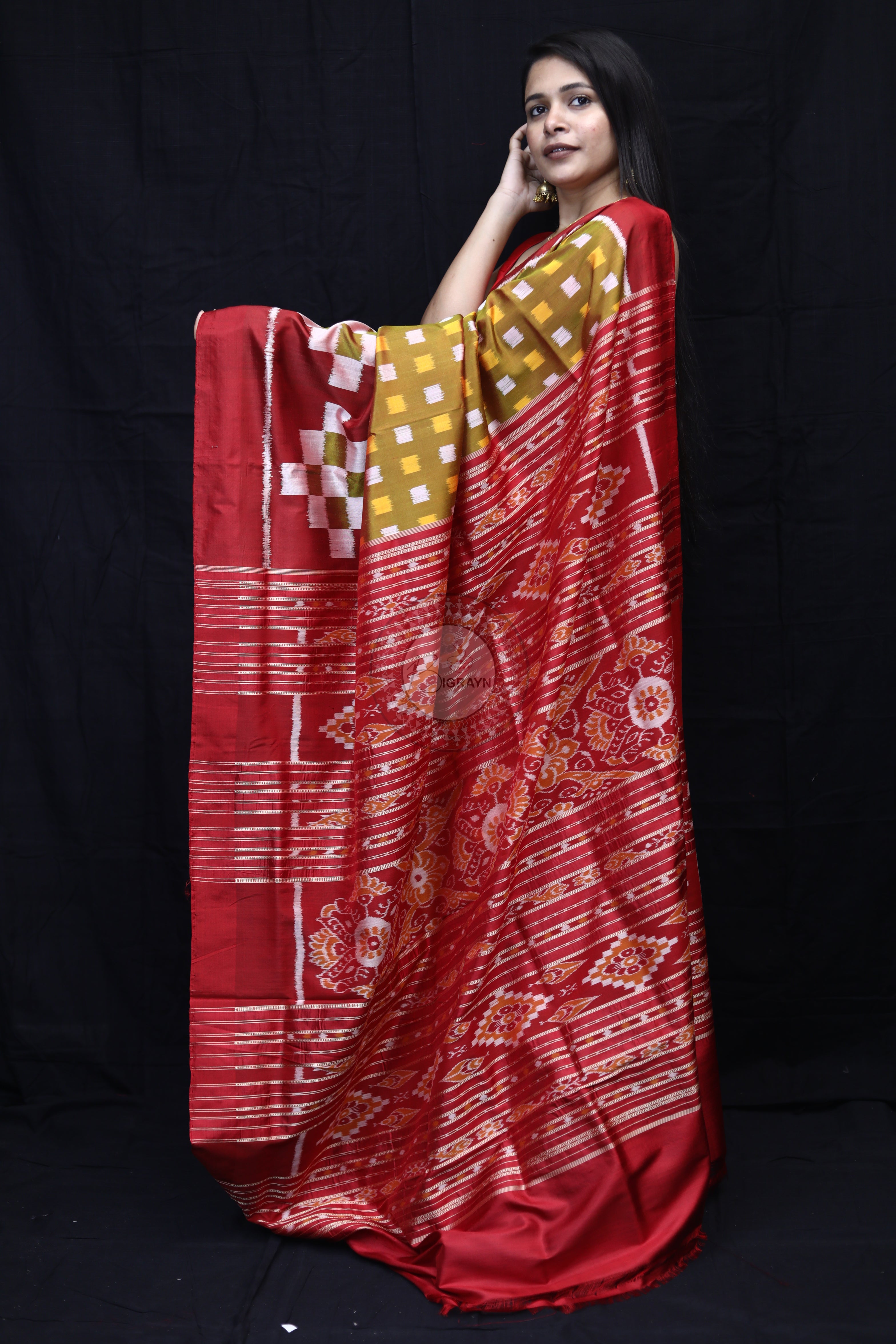 Mehndi Maroon Scott Pasapali Mulberry Silk Saree
