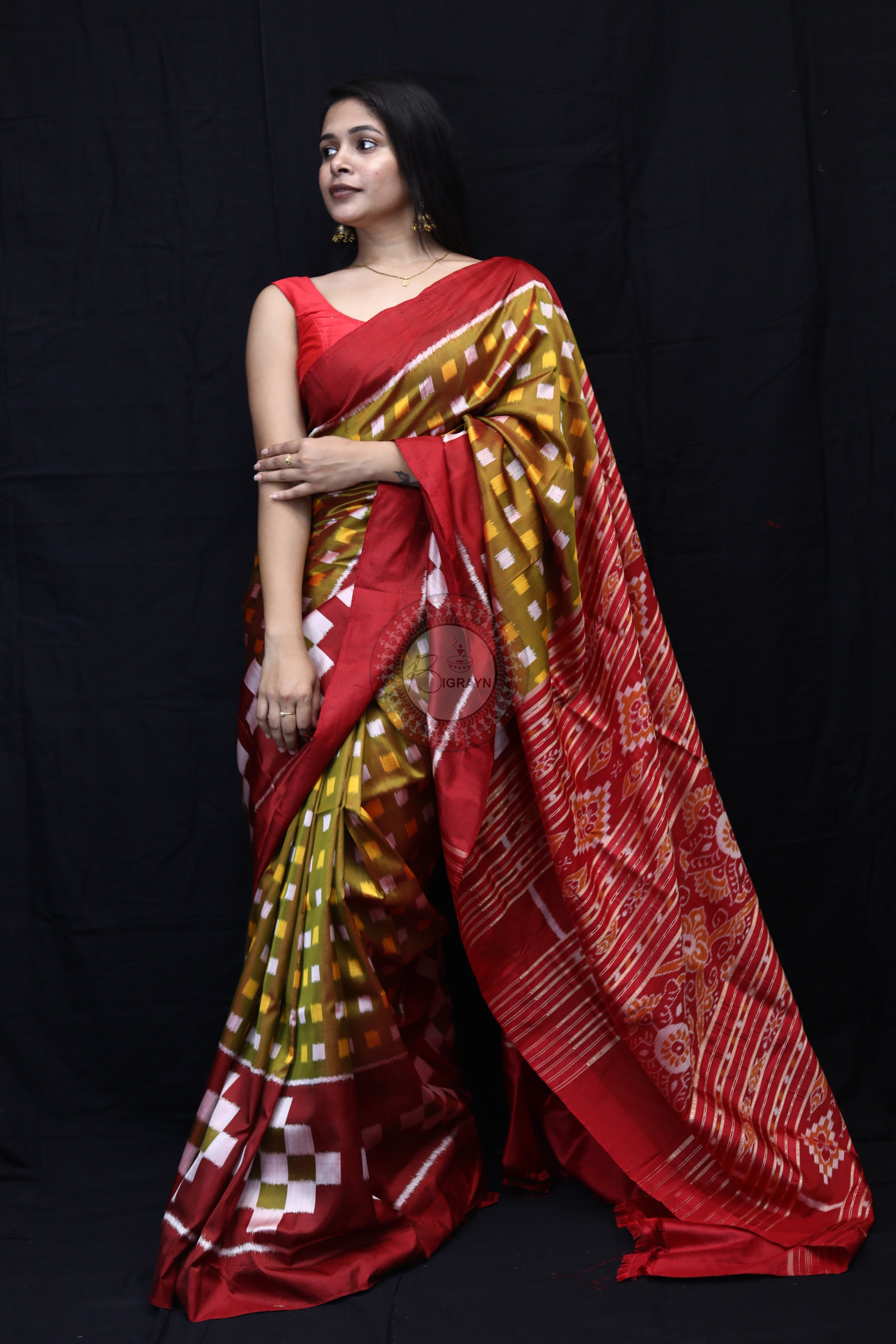 Mehndi Maroon Scott Pasapali Mulberry Silk Saree