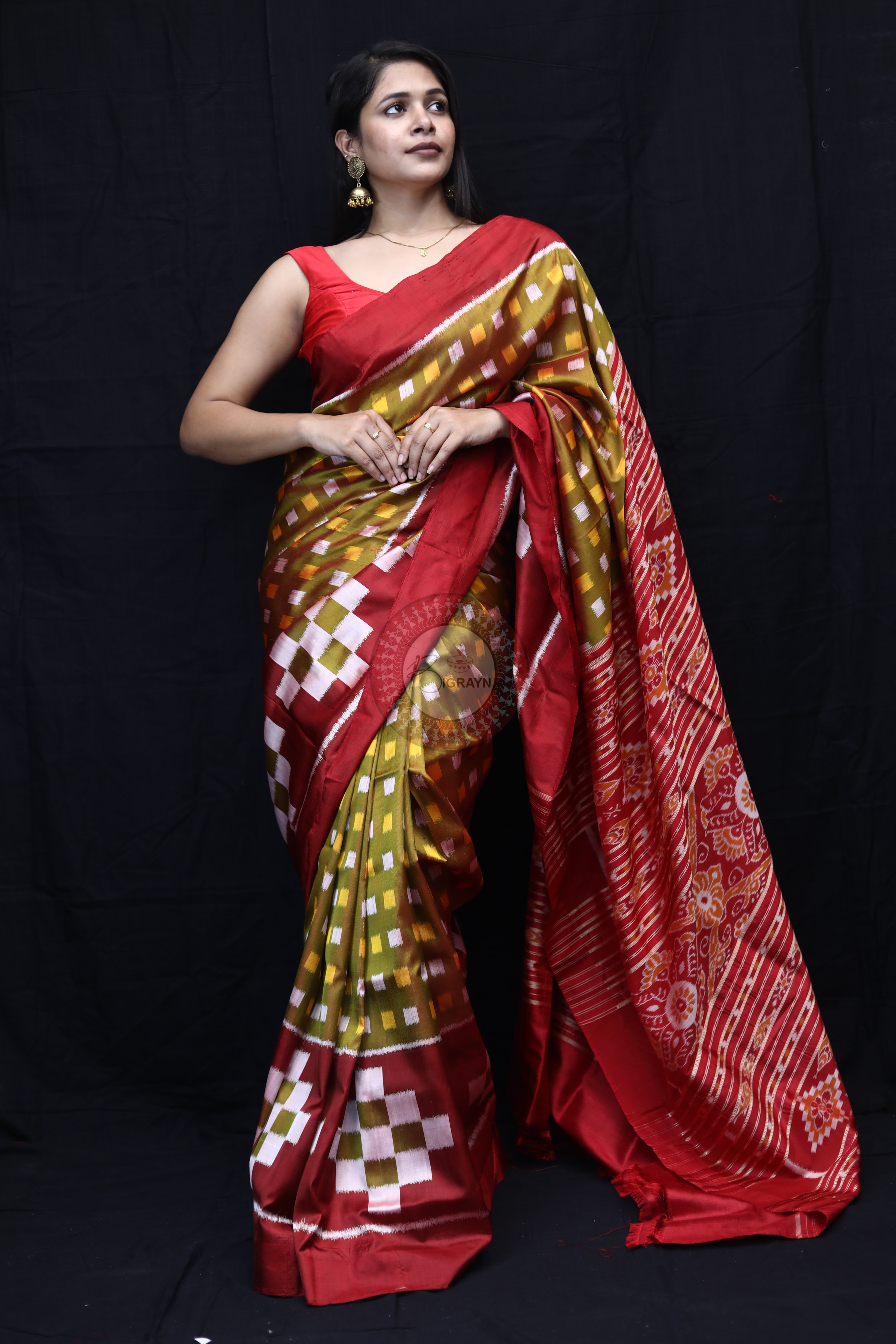 Mehndi Maroon Scott Pasapali Mulberry Silk Saree