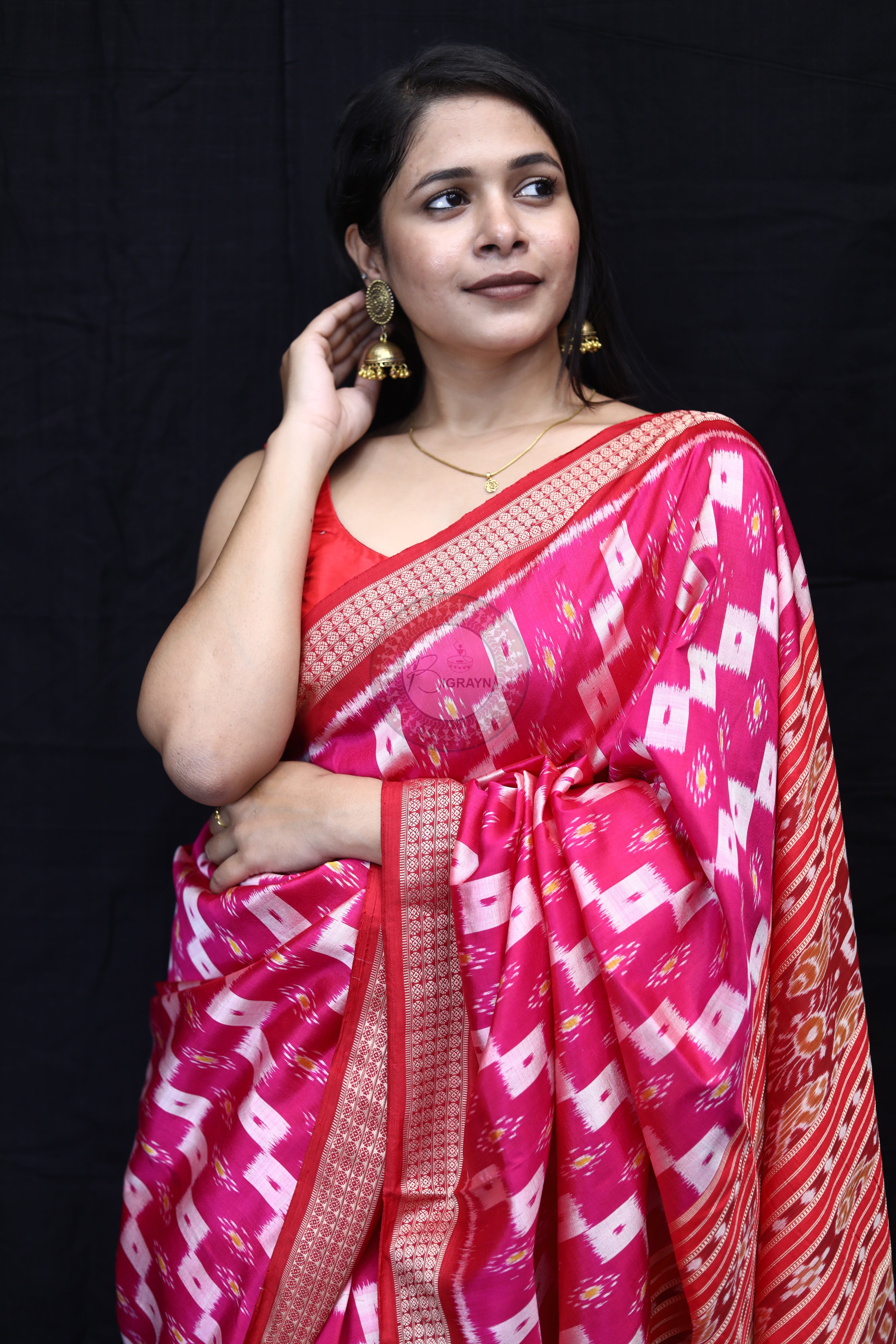 Magenta Red Body Pasapali Mulberry Silk Saree