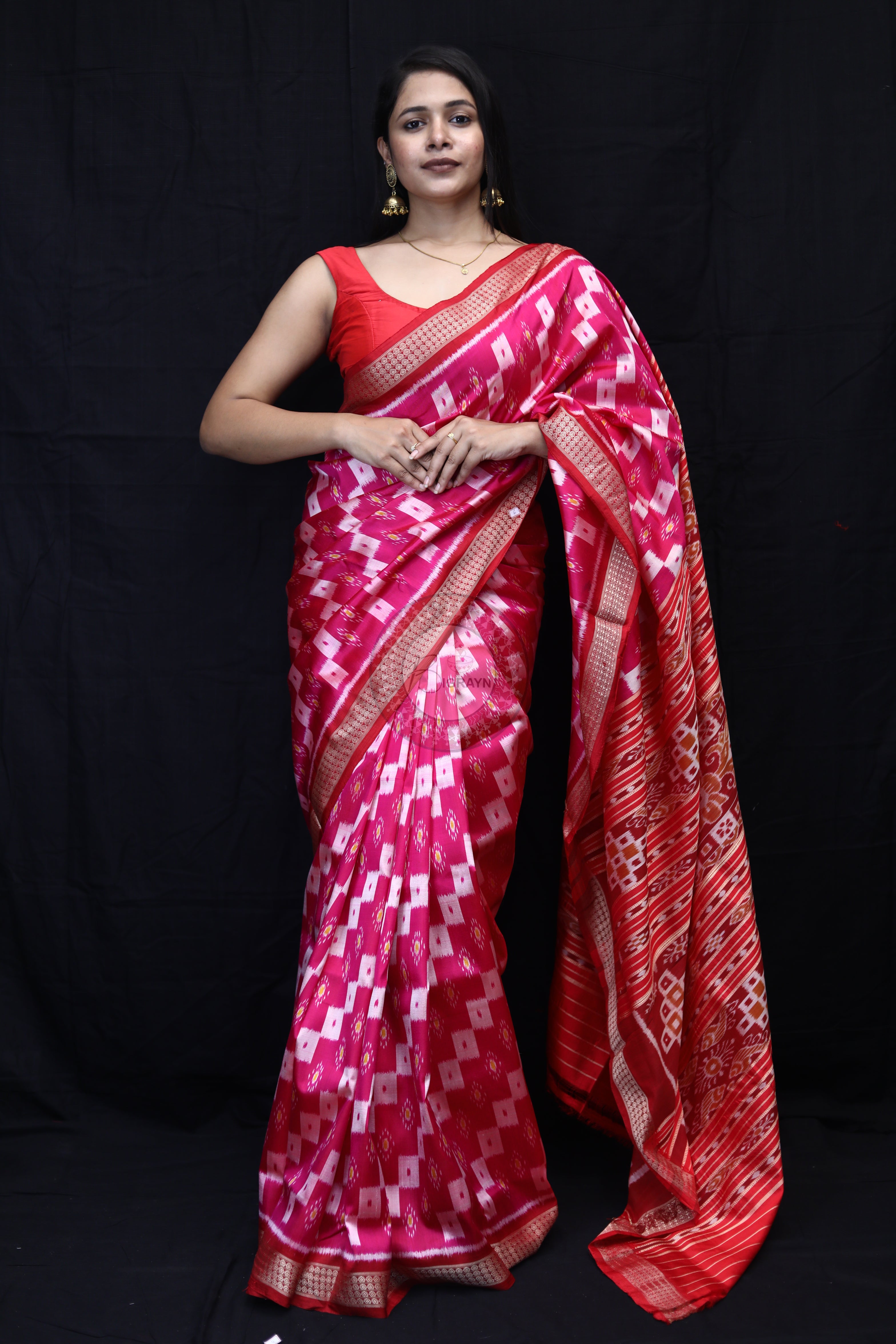 Magenta Red Body Pasapali Mulberry Silk Saree