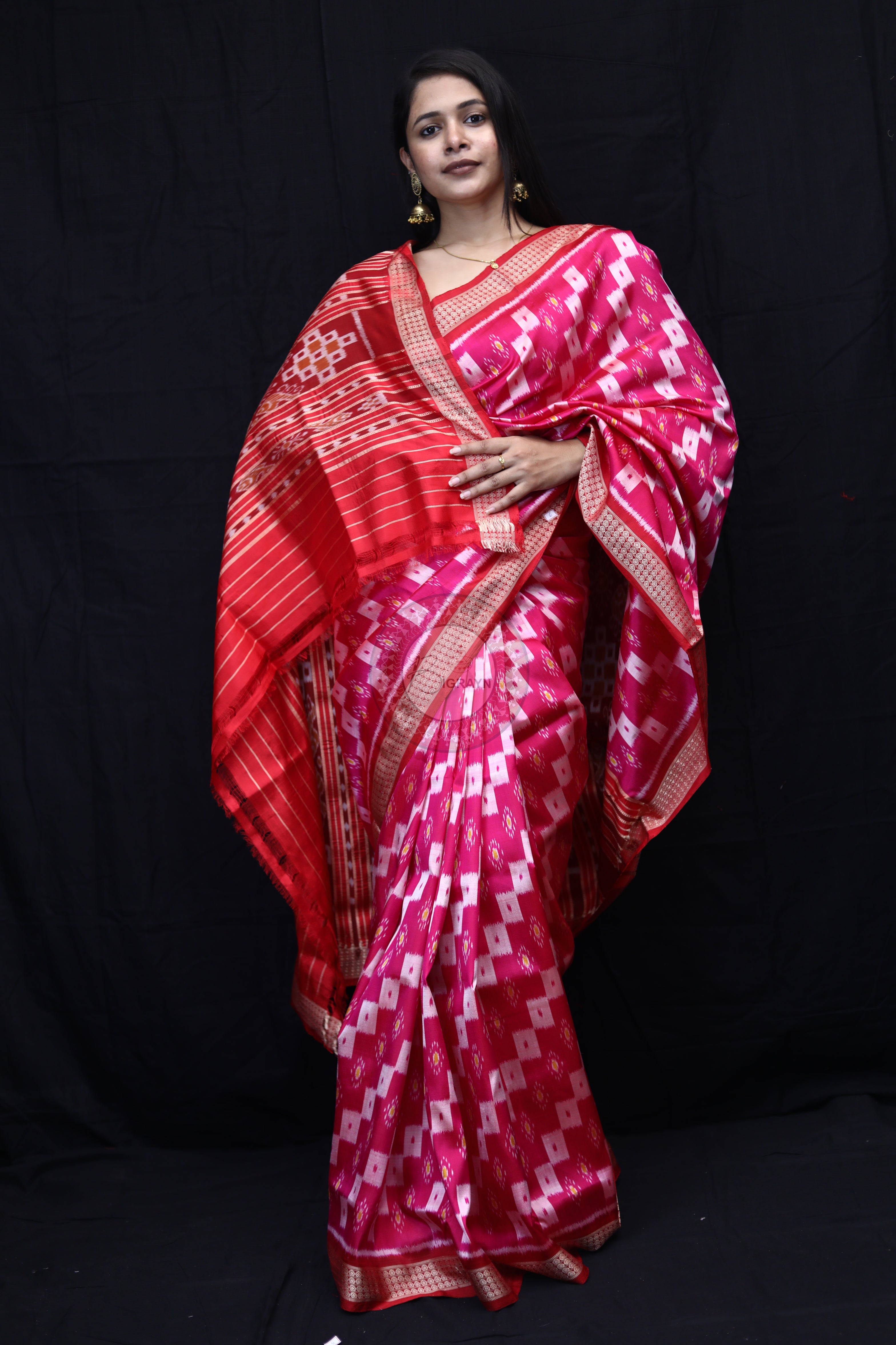 Magenta Red Body Pasapali Mulberry Silk Saree