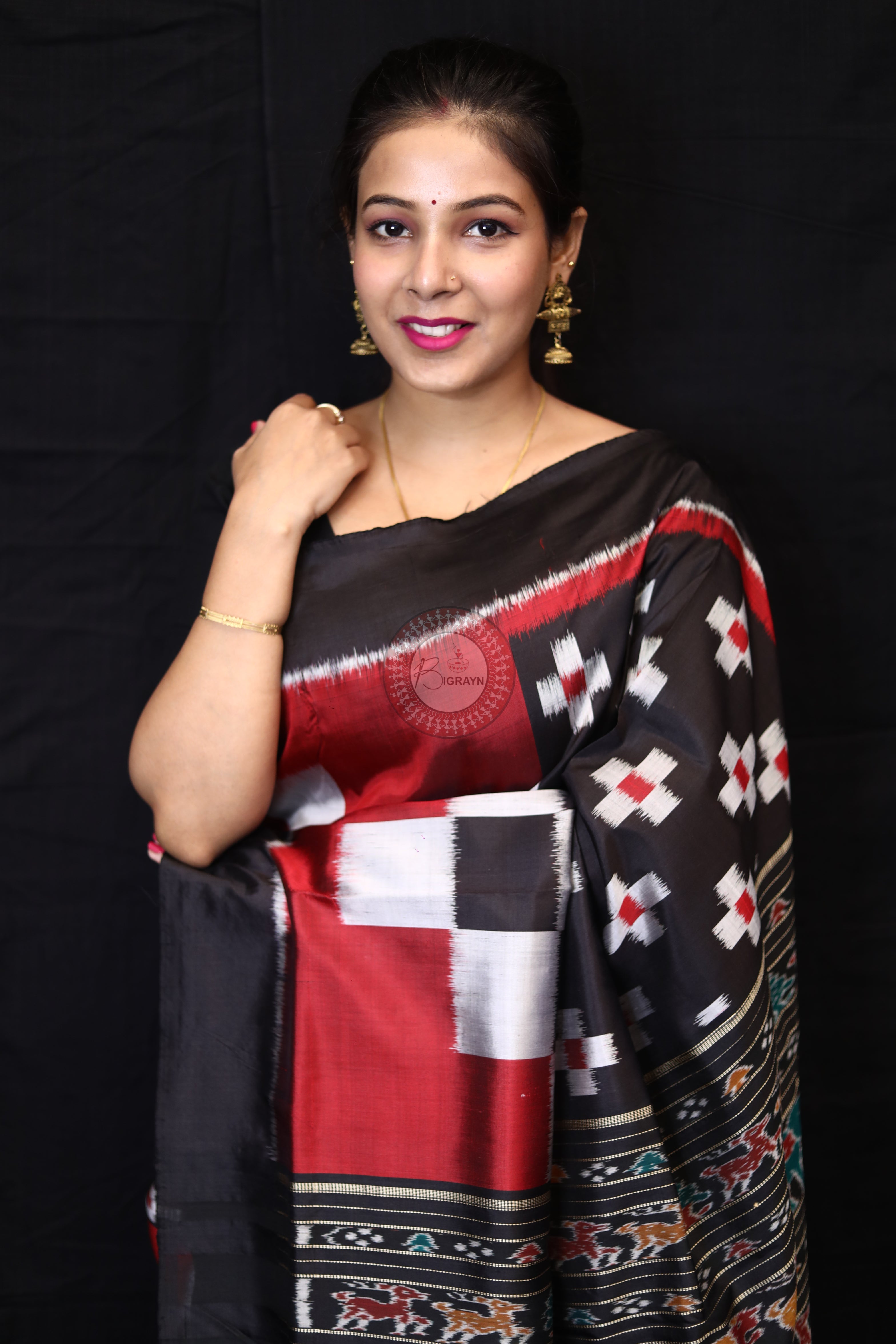 Red Black Body Pasapali Mulberry Silk Saree