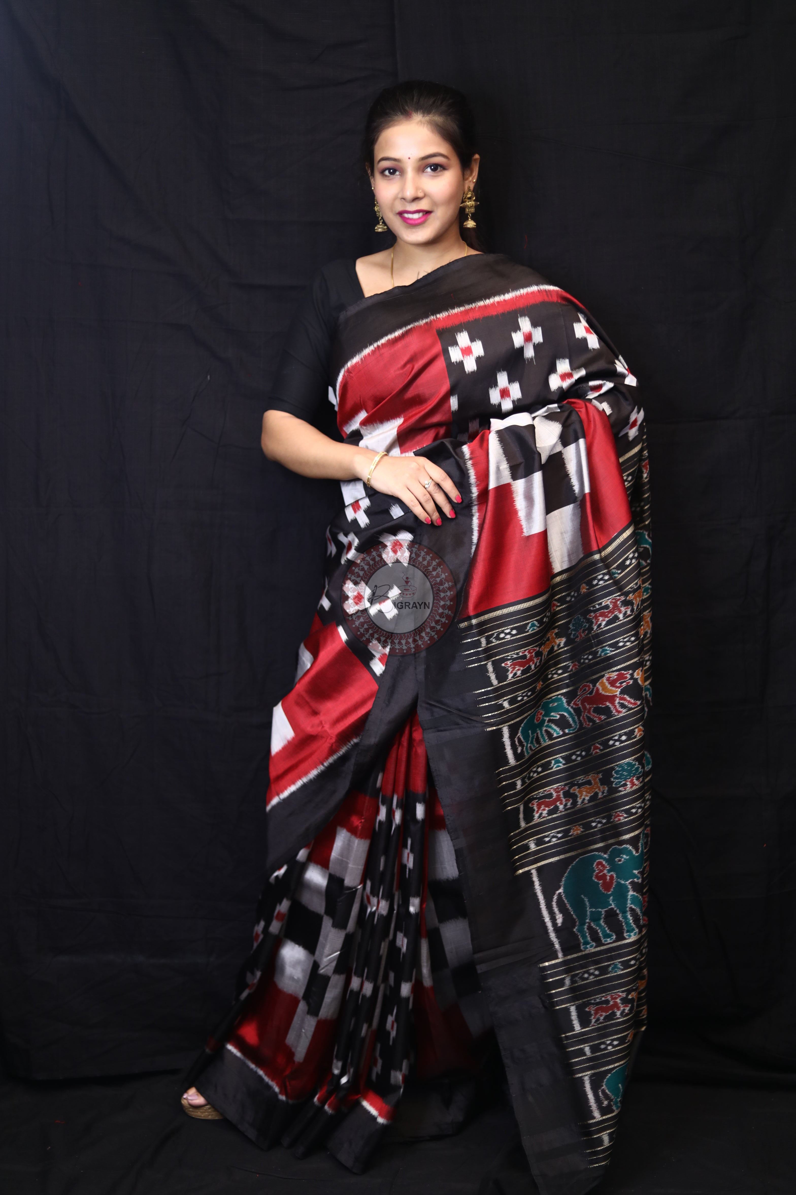 Red Black Body Pasapali Mulberry Silk Saree