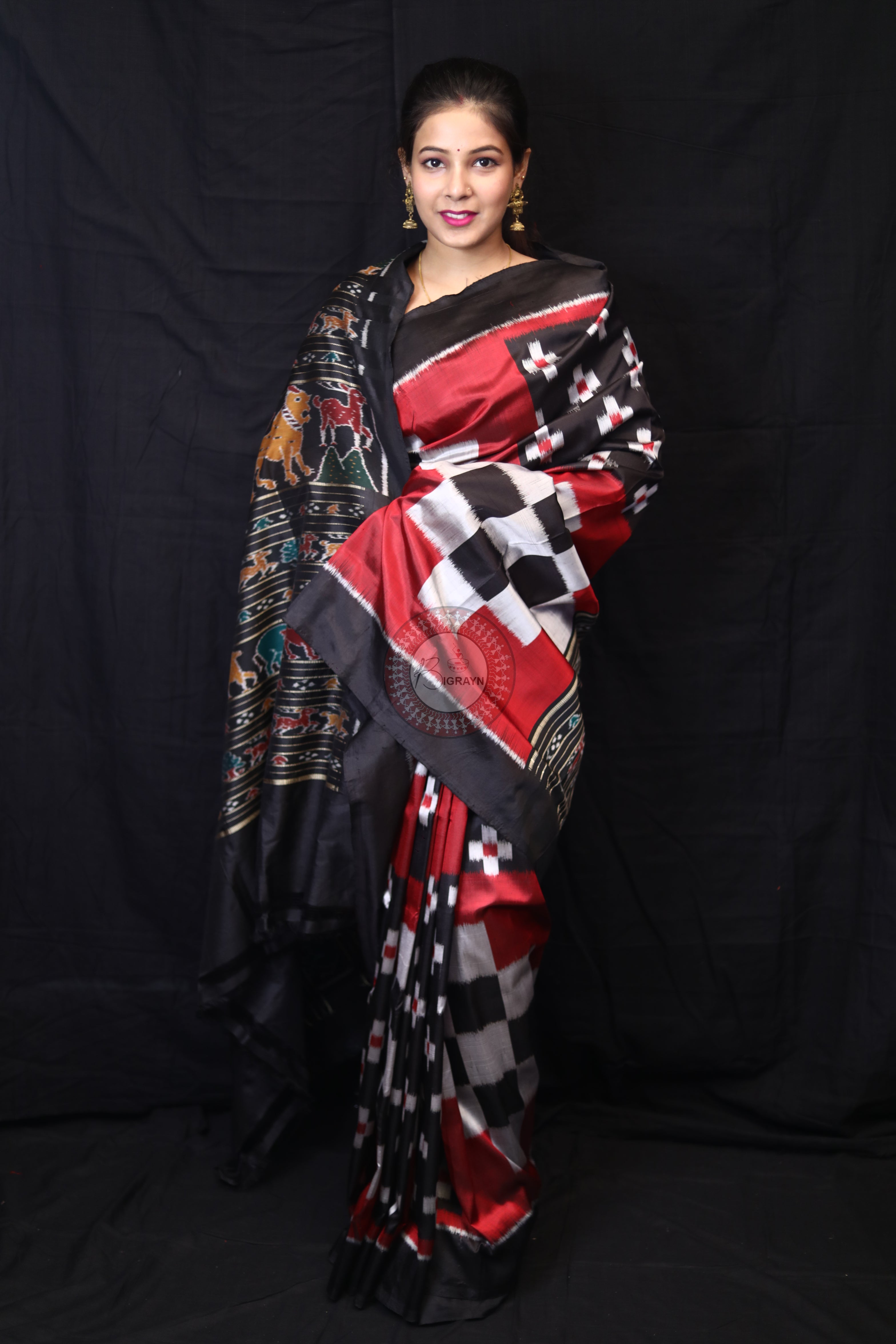 Red Black Body Pasapali Mulberry Silk Saree