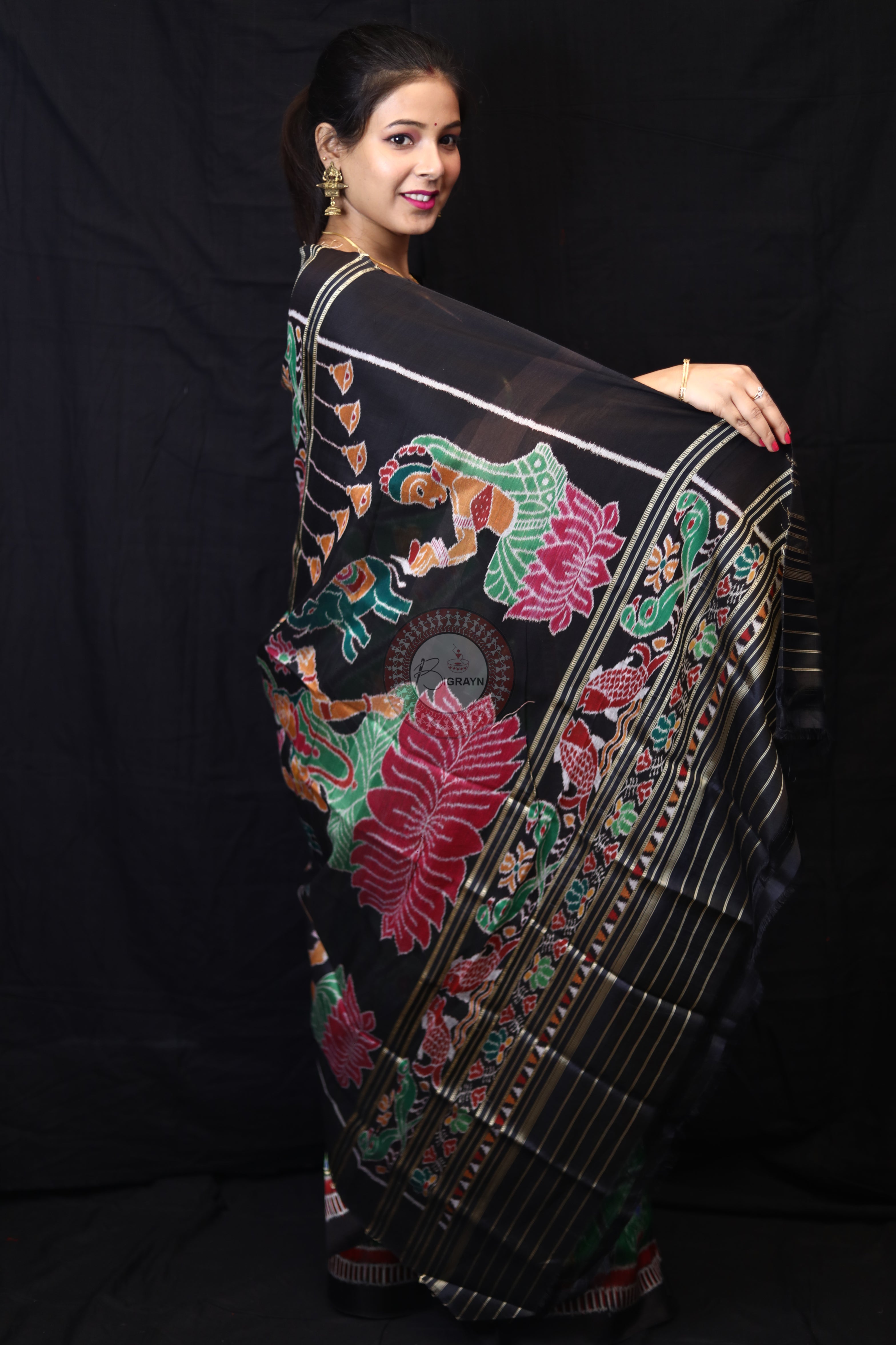 Green Nabakothi Kathifera Border Mulberry Silk Saree