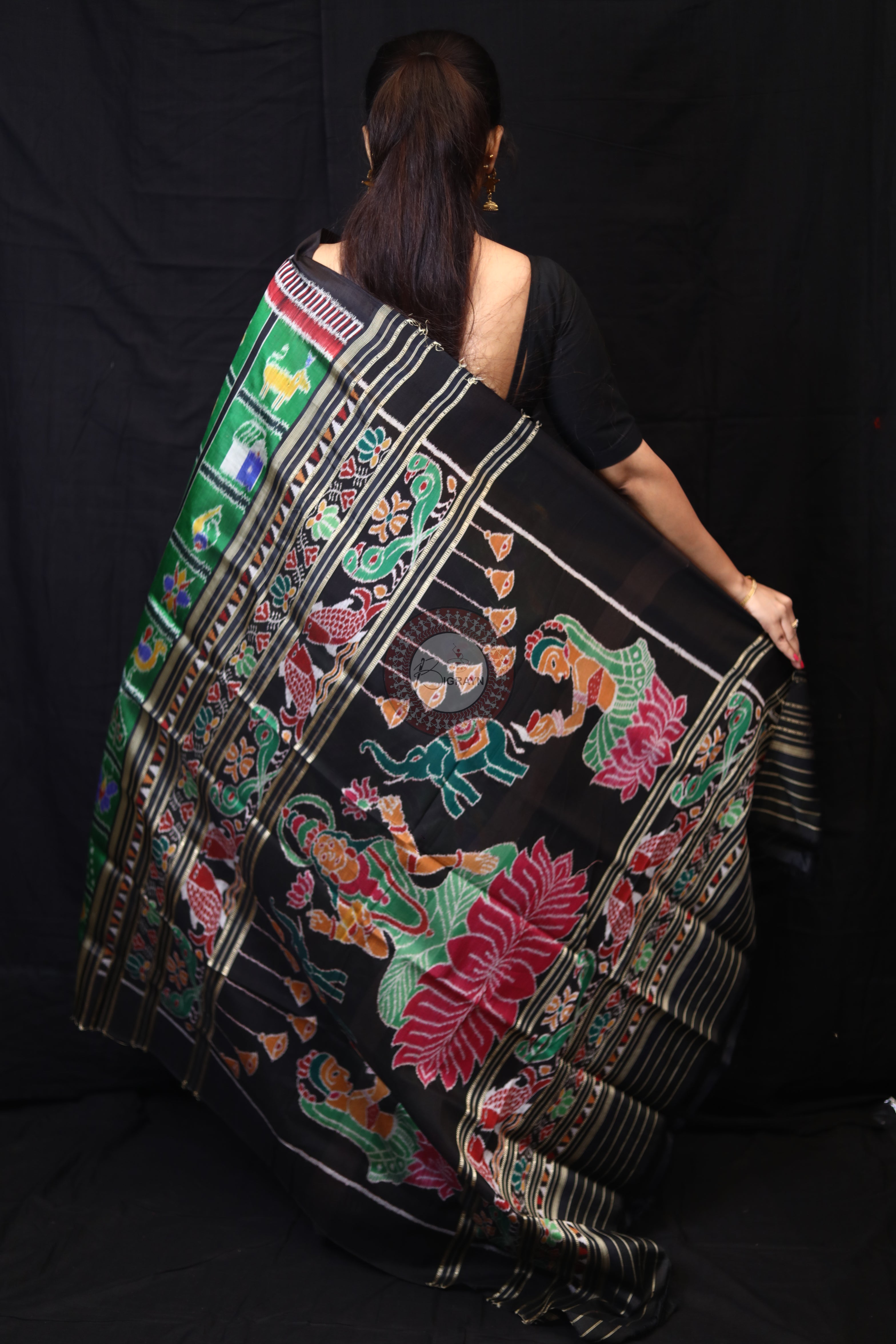 Green Nabakothi Kathifera Border Mulberry Silk Saree