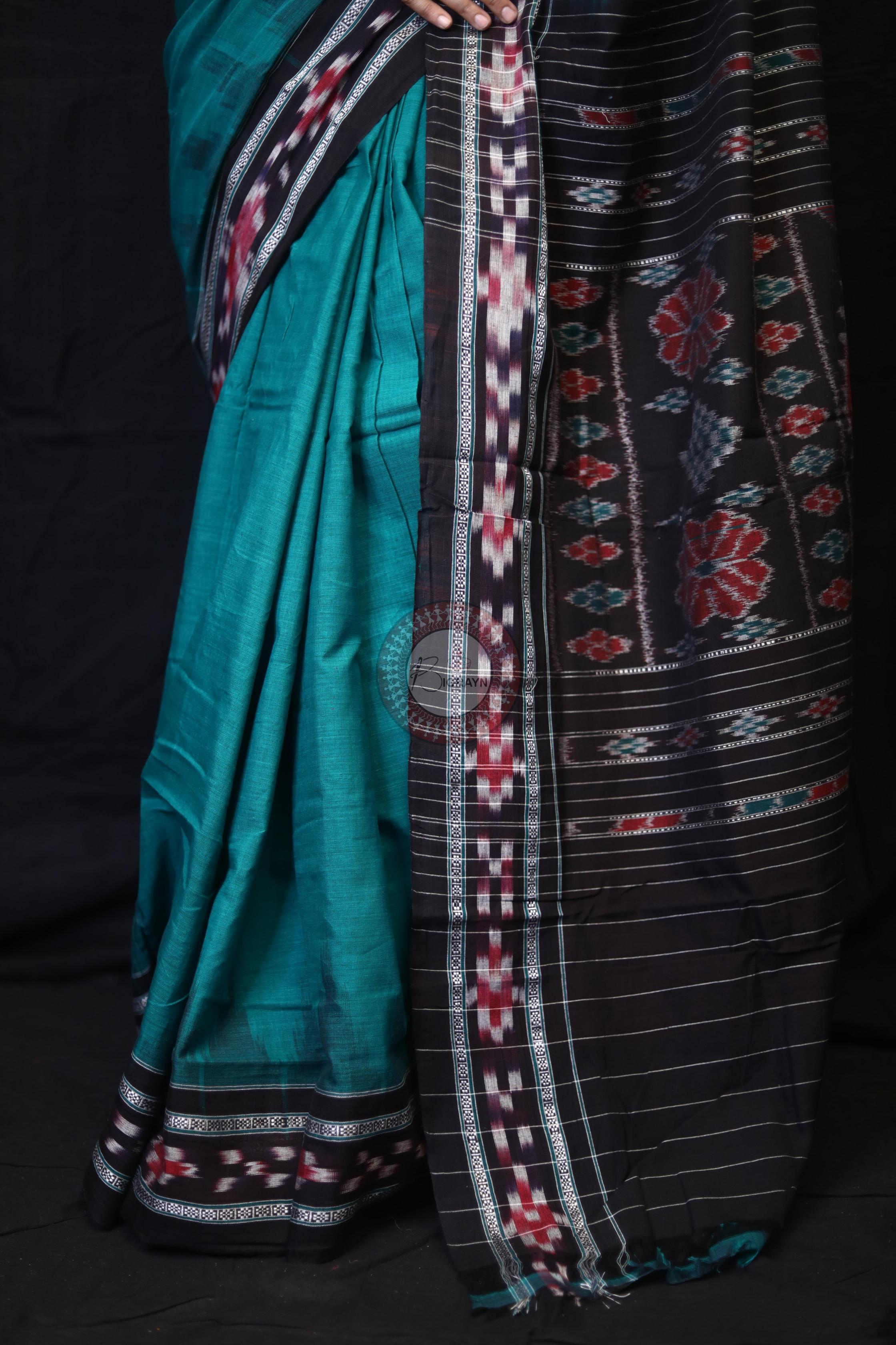Sea Green Rekha Pasapali Khandua Cotton Saree