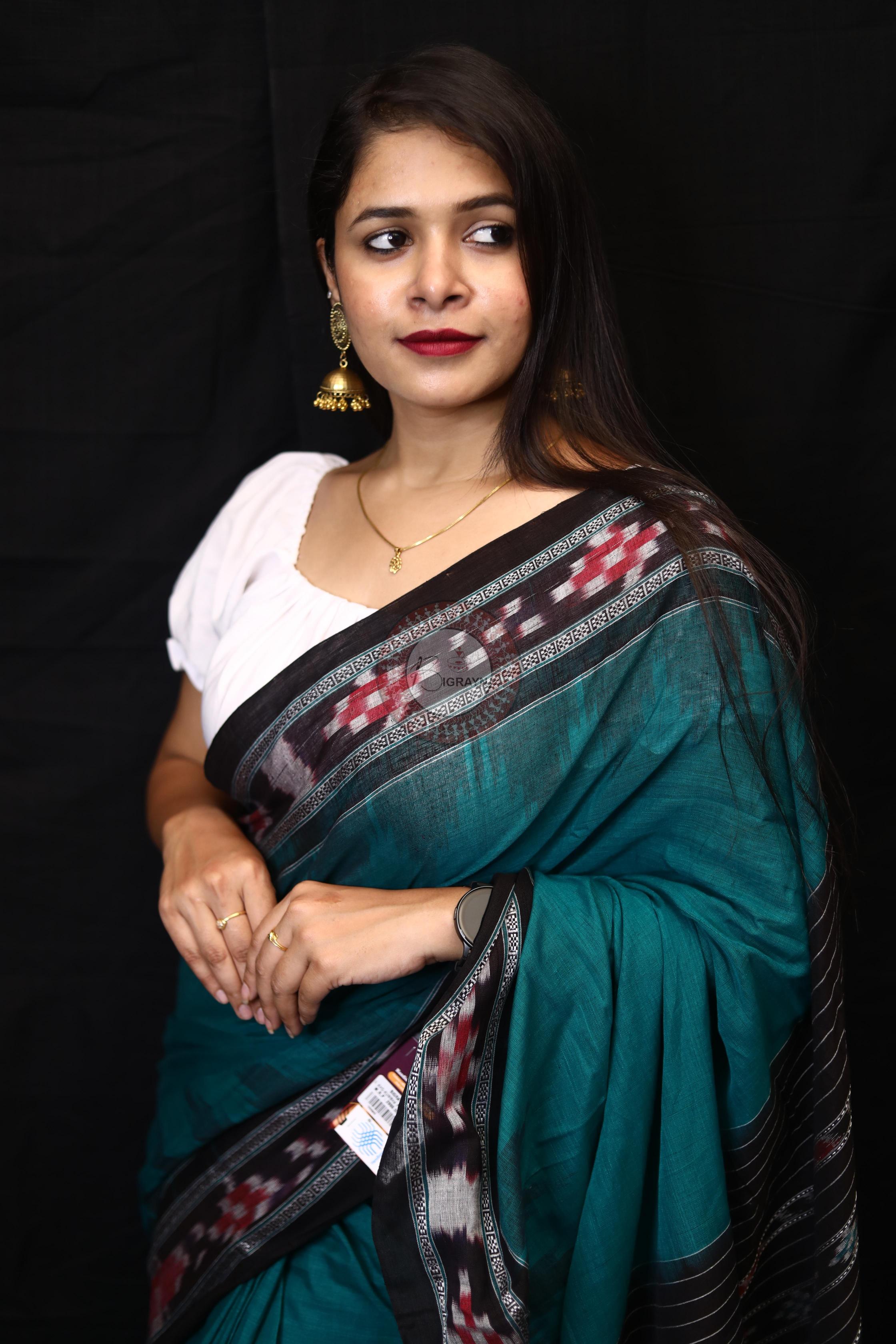 Sea Green Rekha Pasapali Khandua Cotton Saree