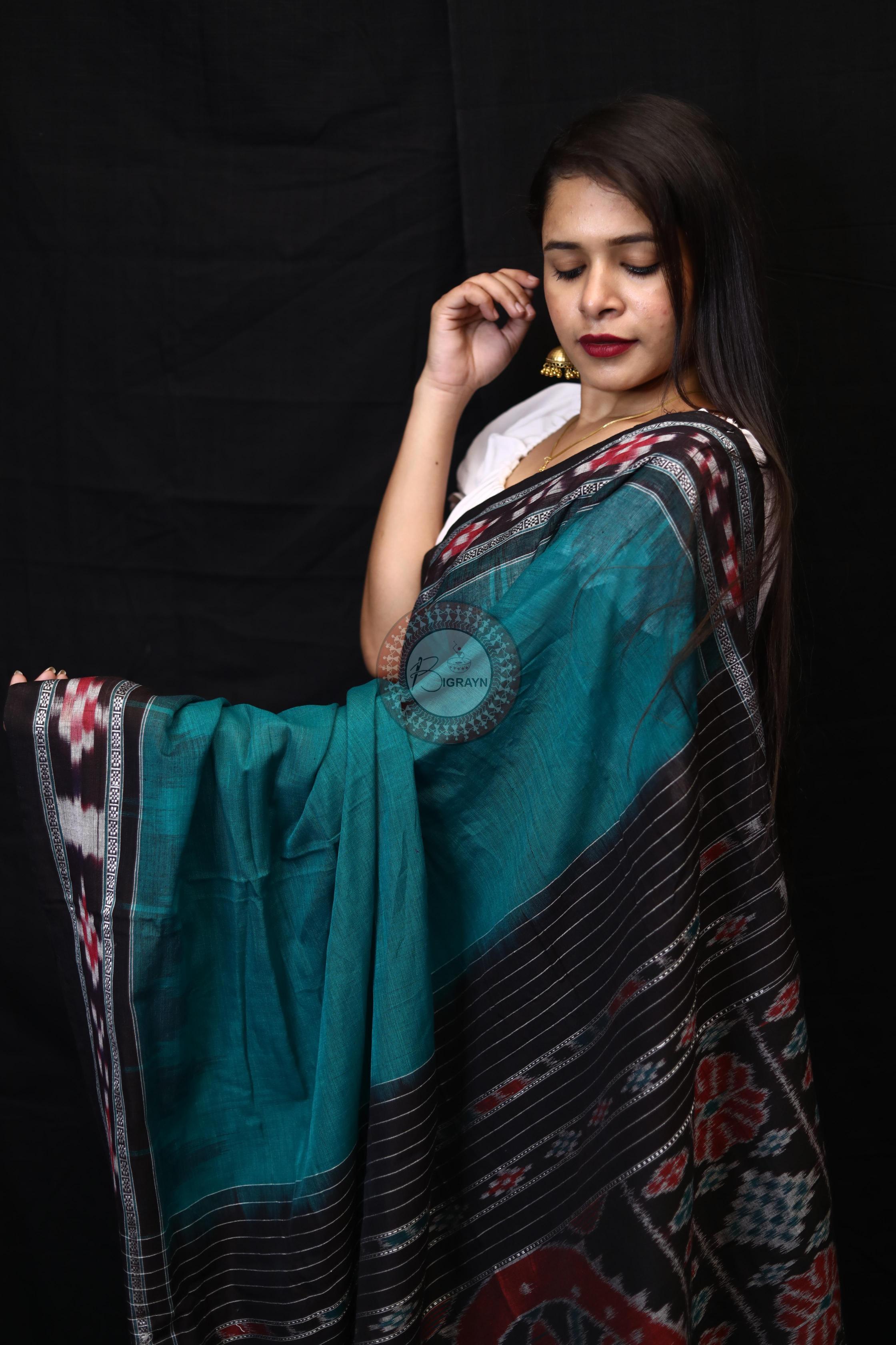 Sea Green Rekha Pasapali Khandua Cotton Saree