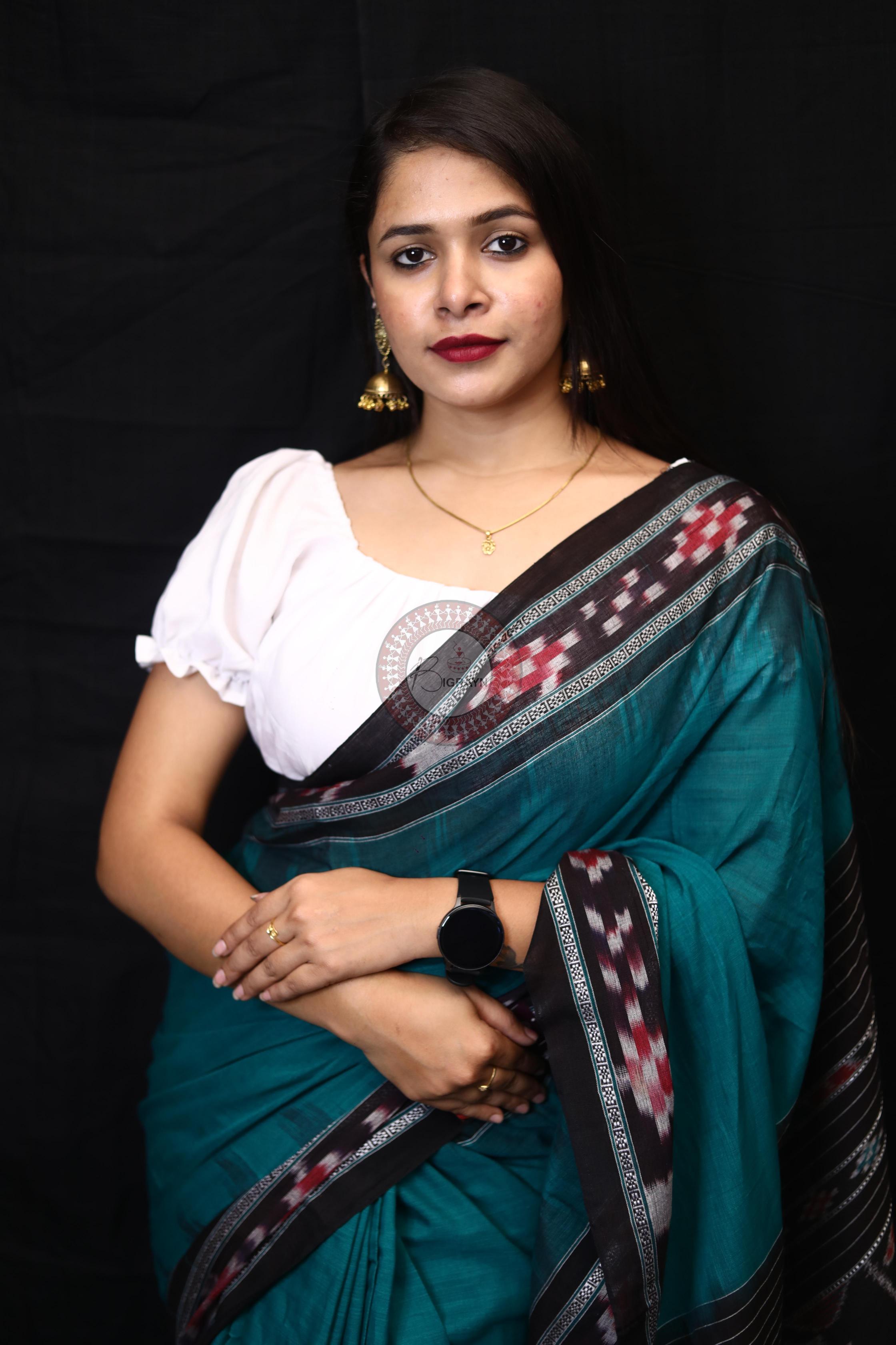 Sea Green Rekha Pasapali Khandua Cotton Saree