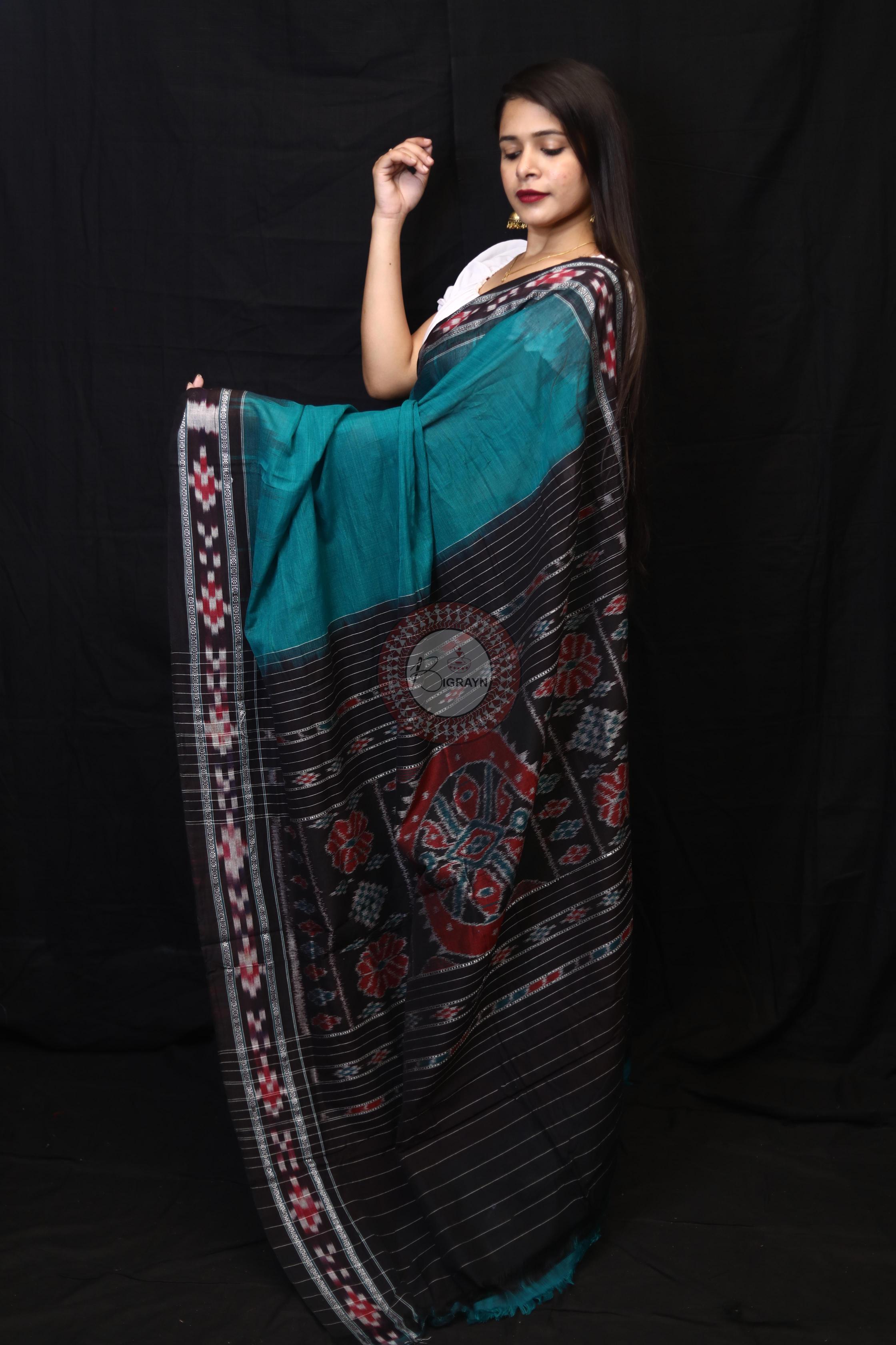 Sea Green Rekha Pasapali Khandua Cotton Saree