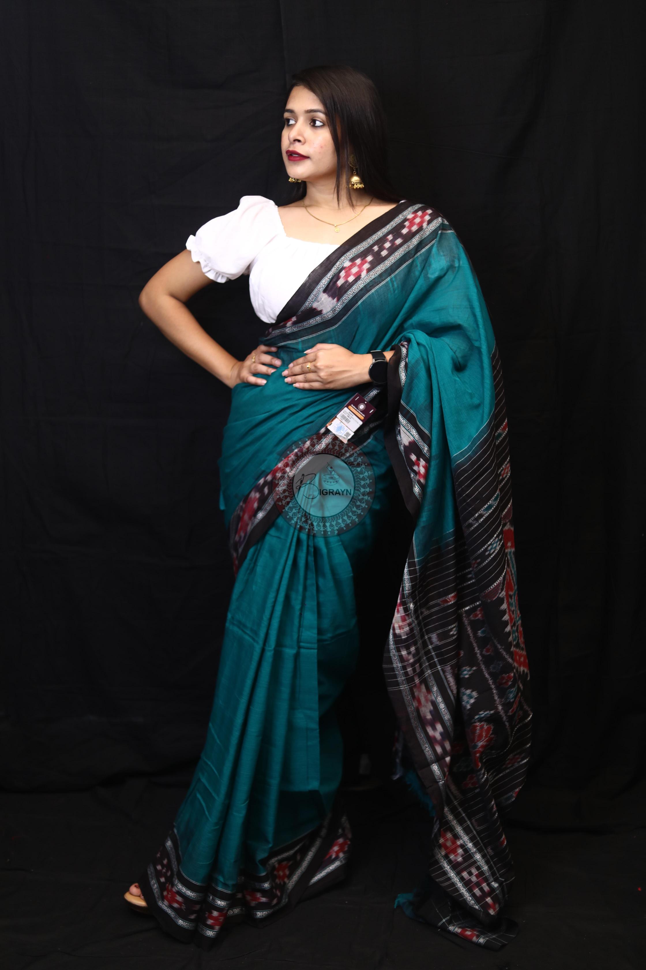 Sea Green Rekha Pasapali Khandua Cotton Saree