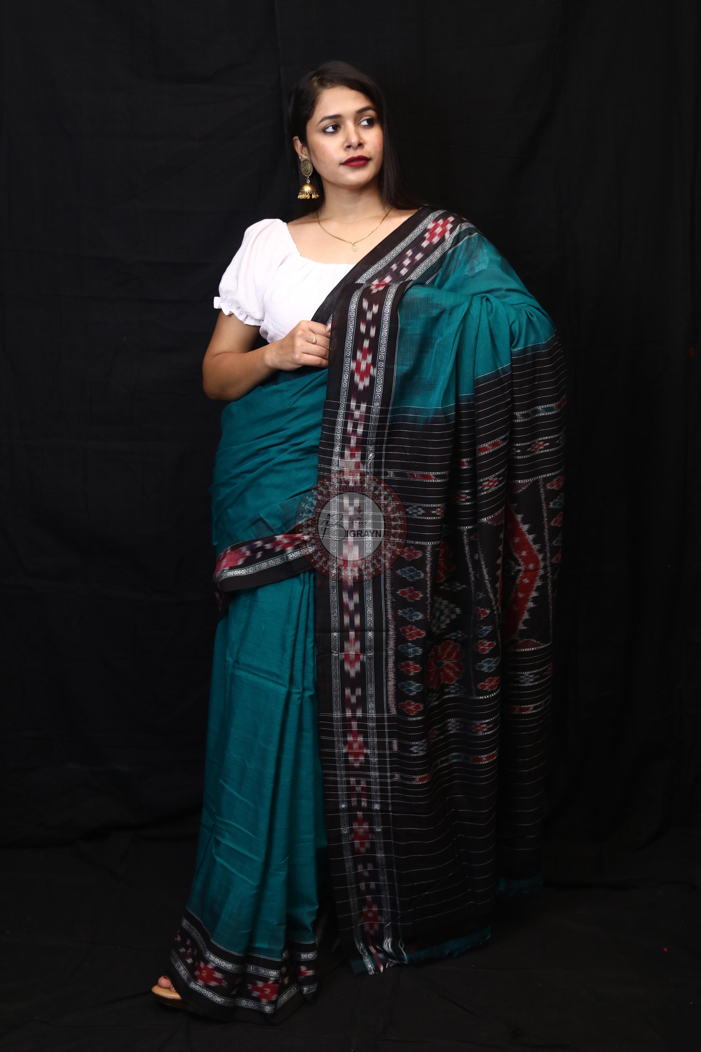 Sea Green Rekha Pasapali Khandua Cotton Saree