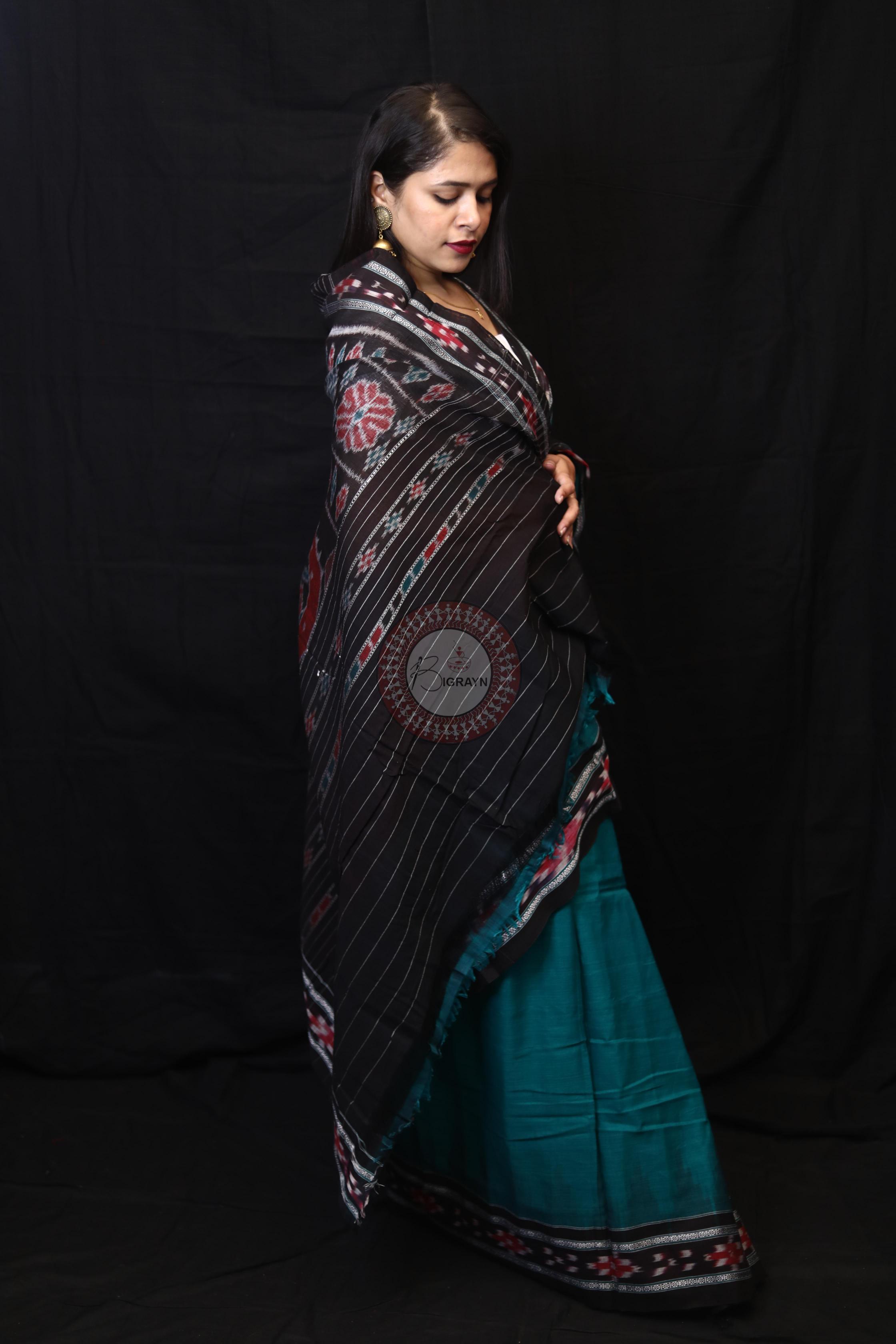 Sea Green Rekha Pasapali Khandua Cotton Saree