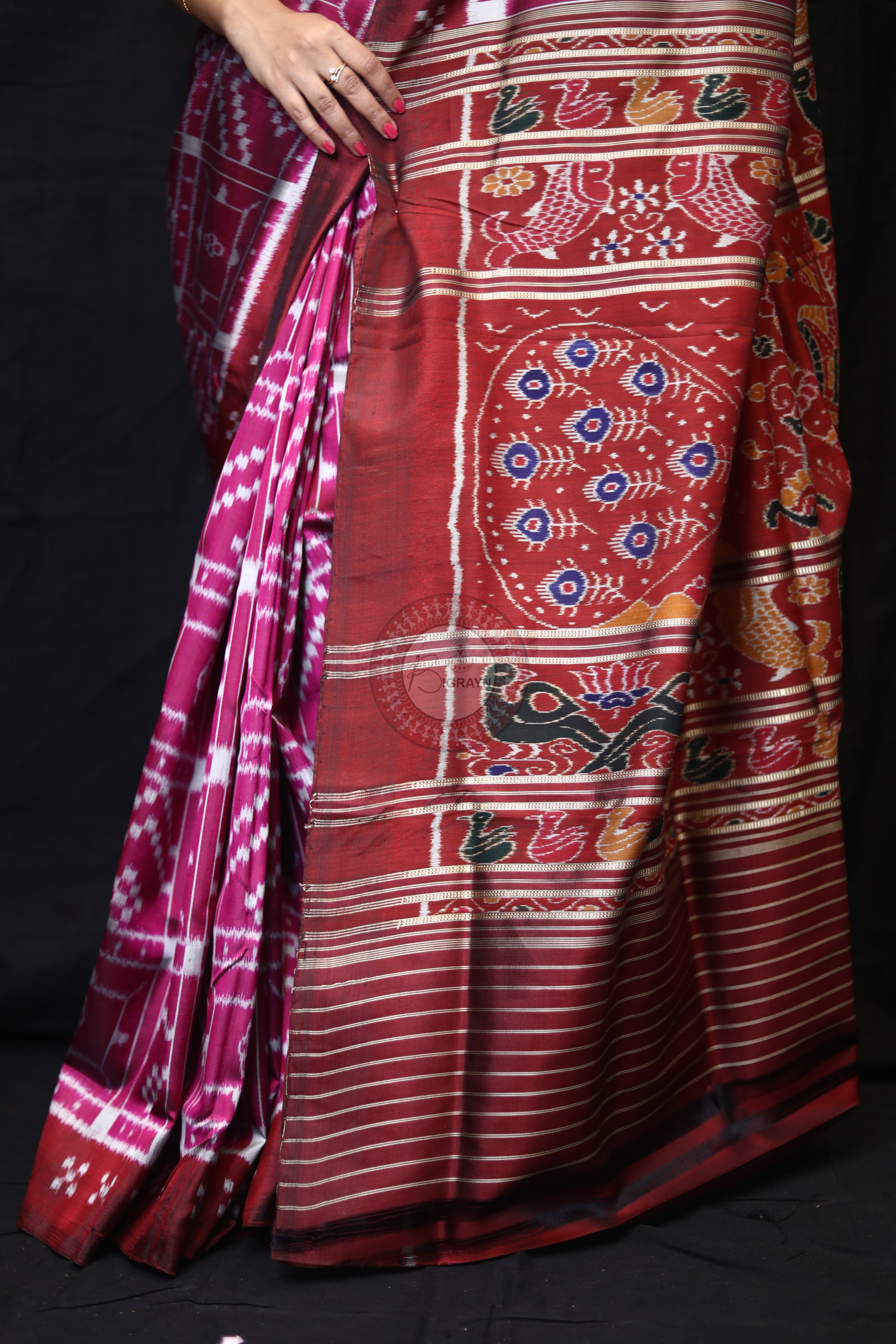 Pink Border Pasapali Peacock Anchal Mulberry Silk