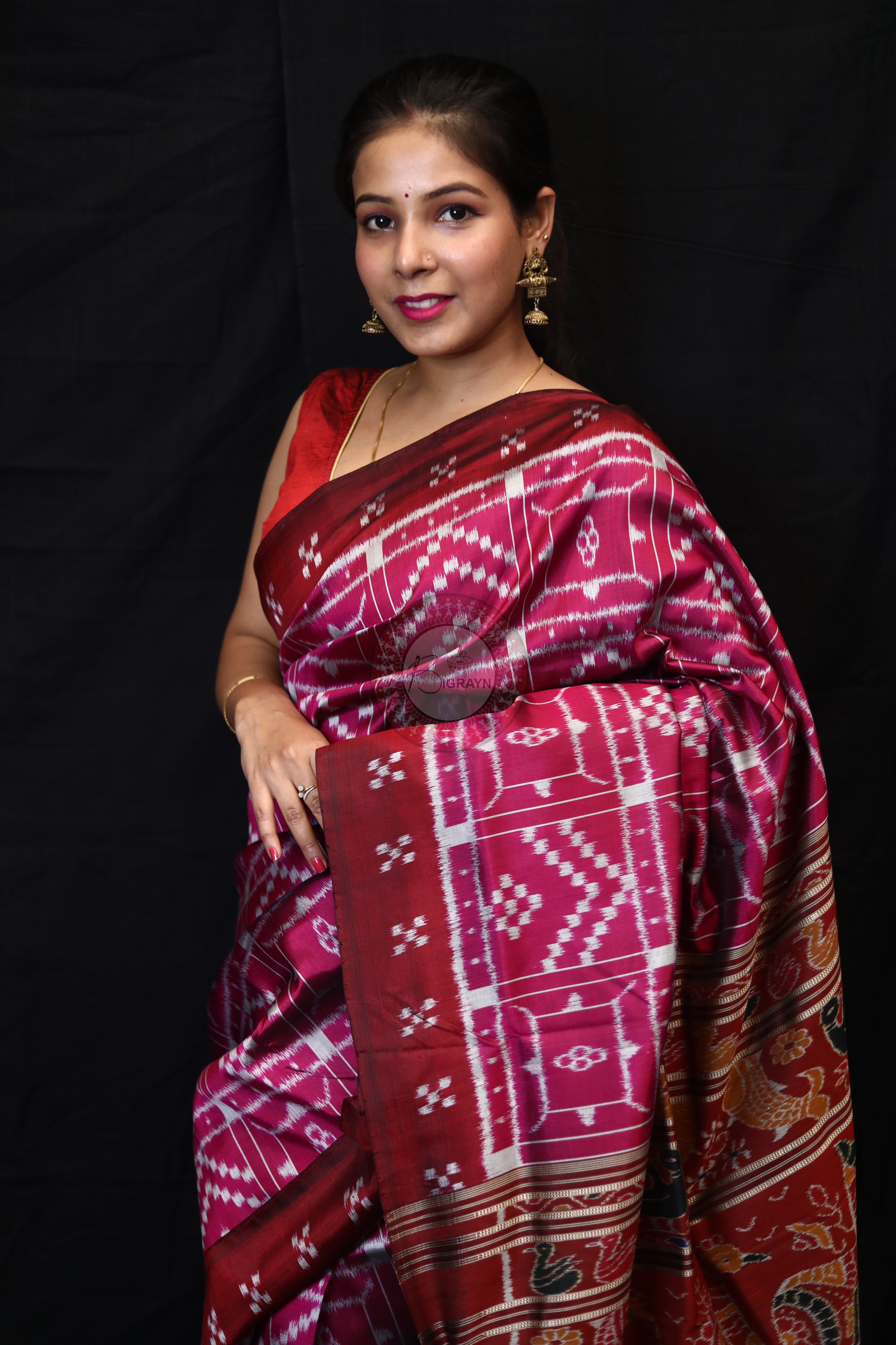 Pink Border Pasapali Peacock Anchal Mulberry Silk