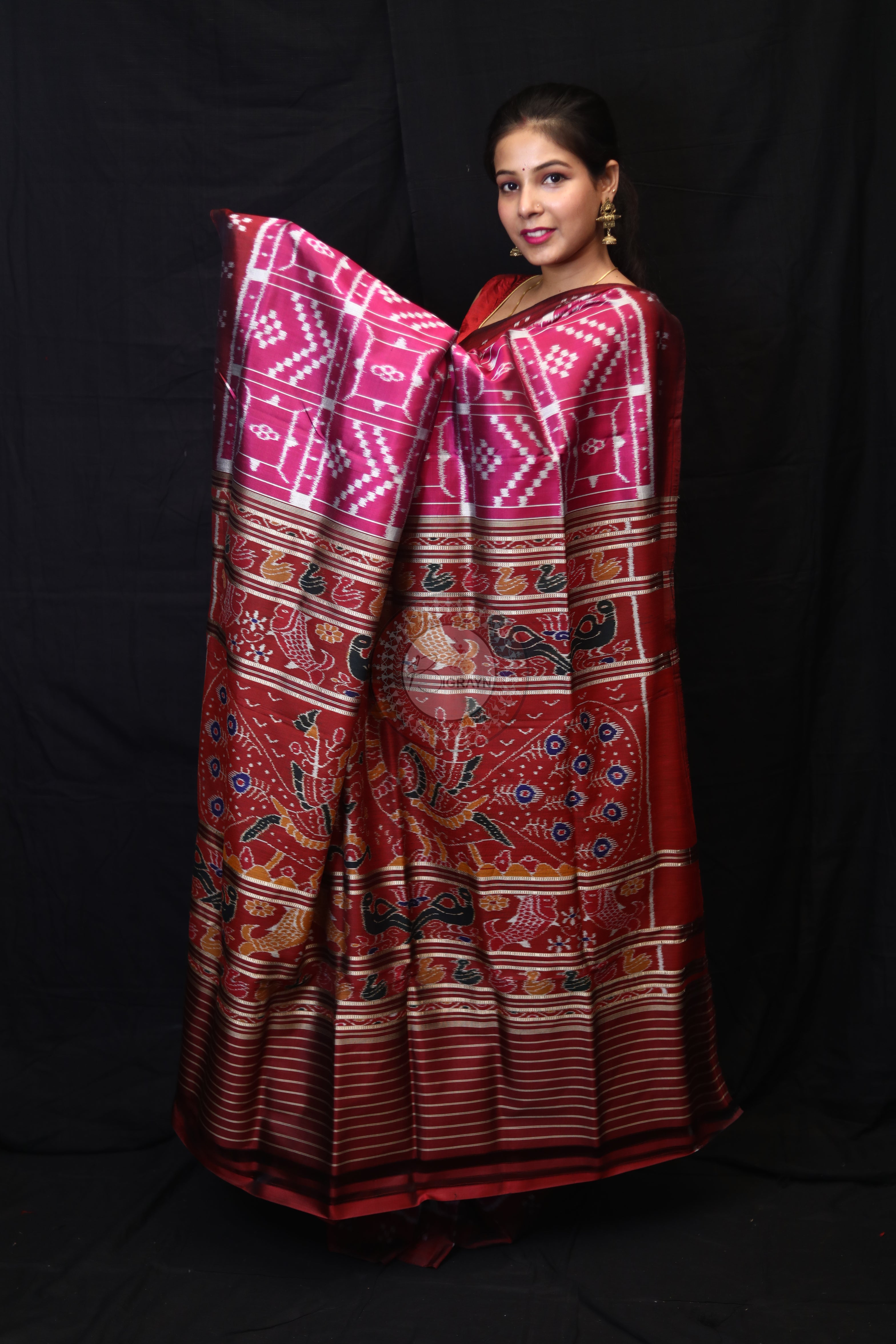 Pink Border Pasapali Peacock Anchal Mulberry Silk