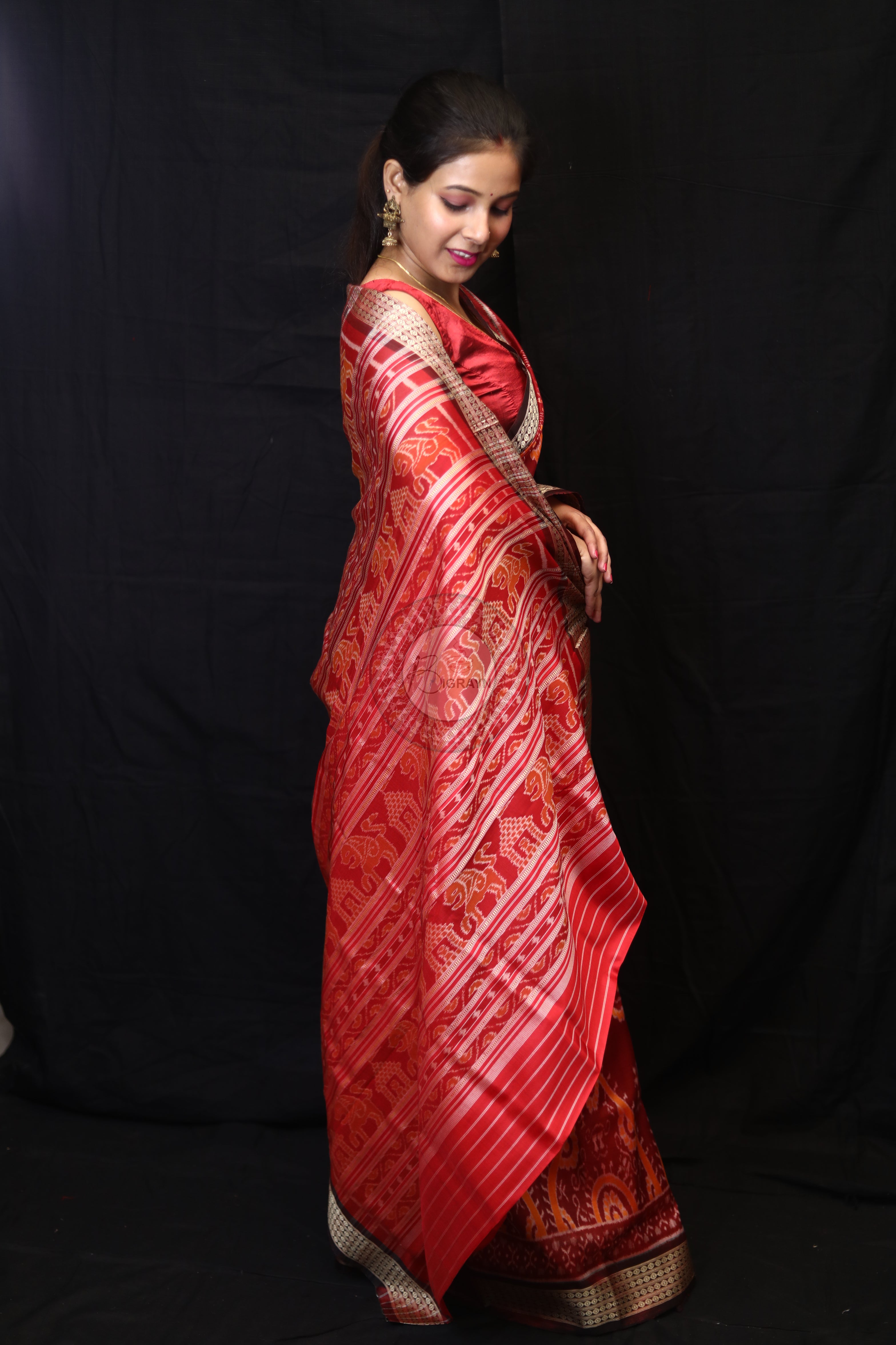 Maroon Laxmi Pada Mulberry Silk Saree