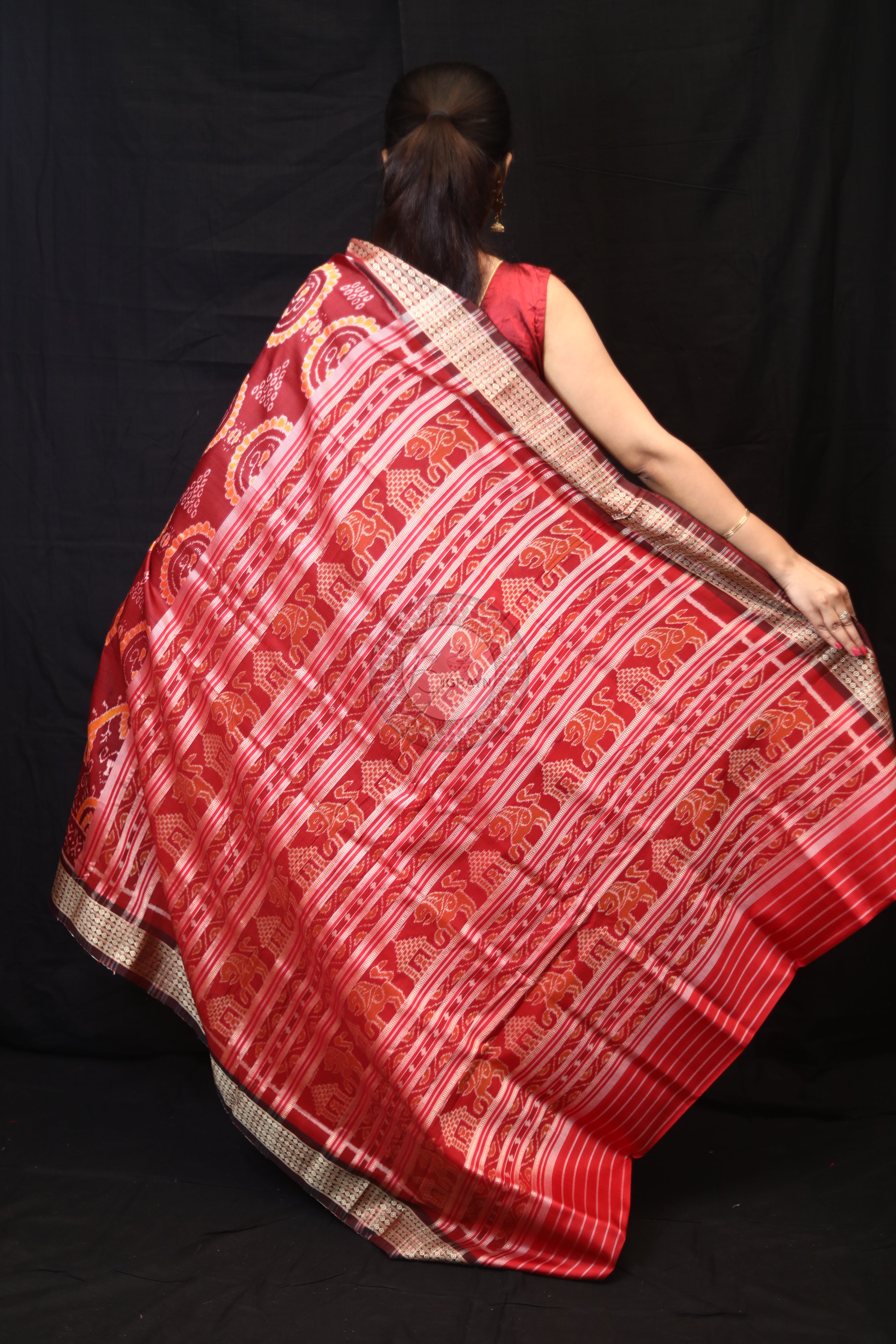 Maroon Laxmi Pada Mulberry Silk Saree