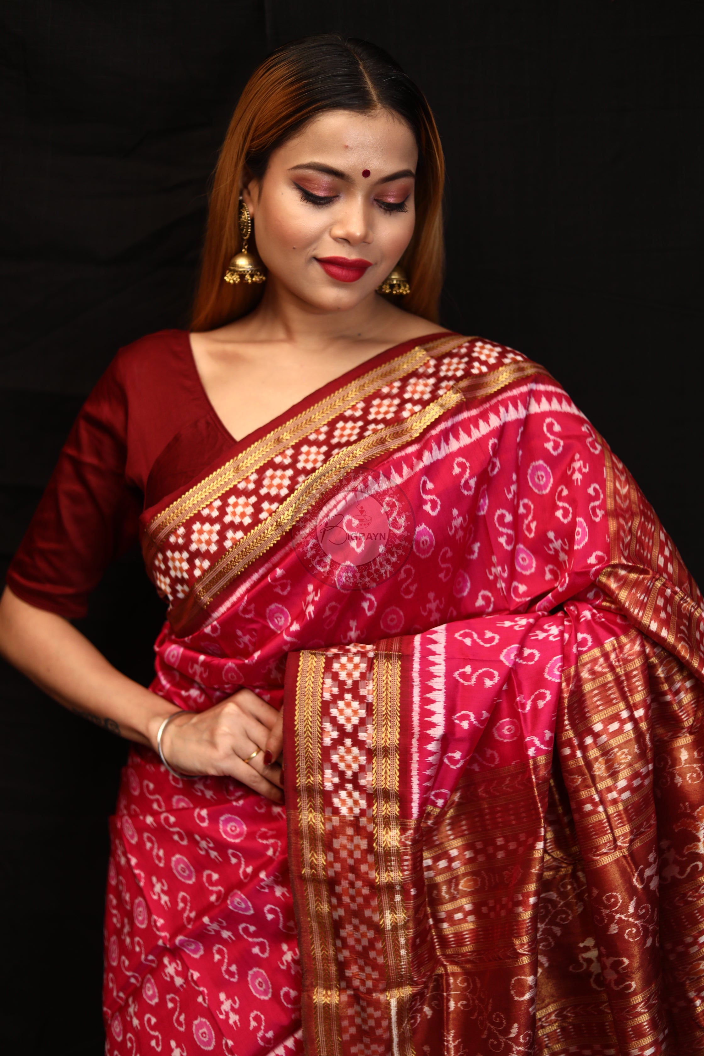"Odisha Handloom Tissue Silk Saree with shimmering texture, elegant zari border, and lightweight drape, handcrafted by artisans"